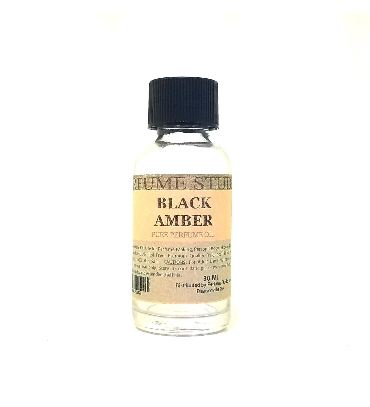 Black Amber Perfume Oil for Perfume Making Personal Body Oil Soap Candle Making & Incense Splash-On Clear Glass Bottle. Premium Quality Undiluted & Alcohol Free (1oz Black Amber Fragrance Oil)