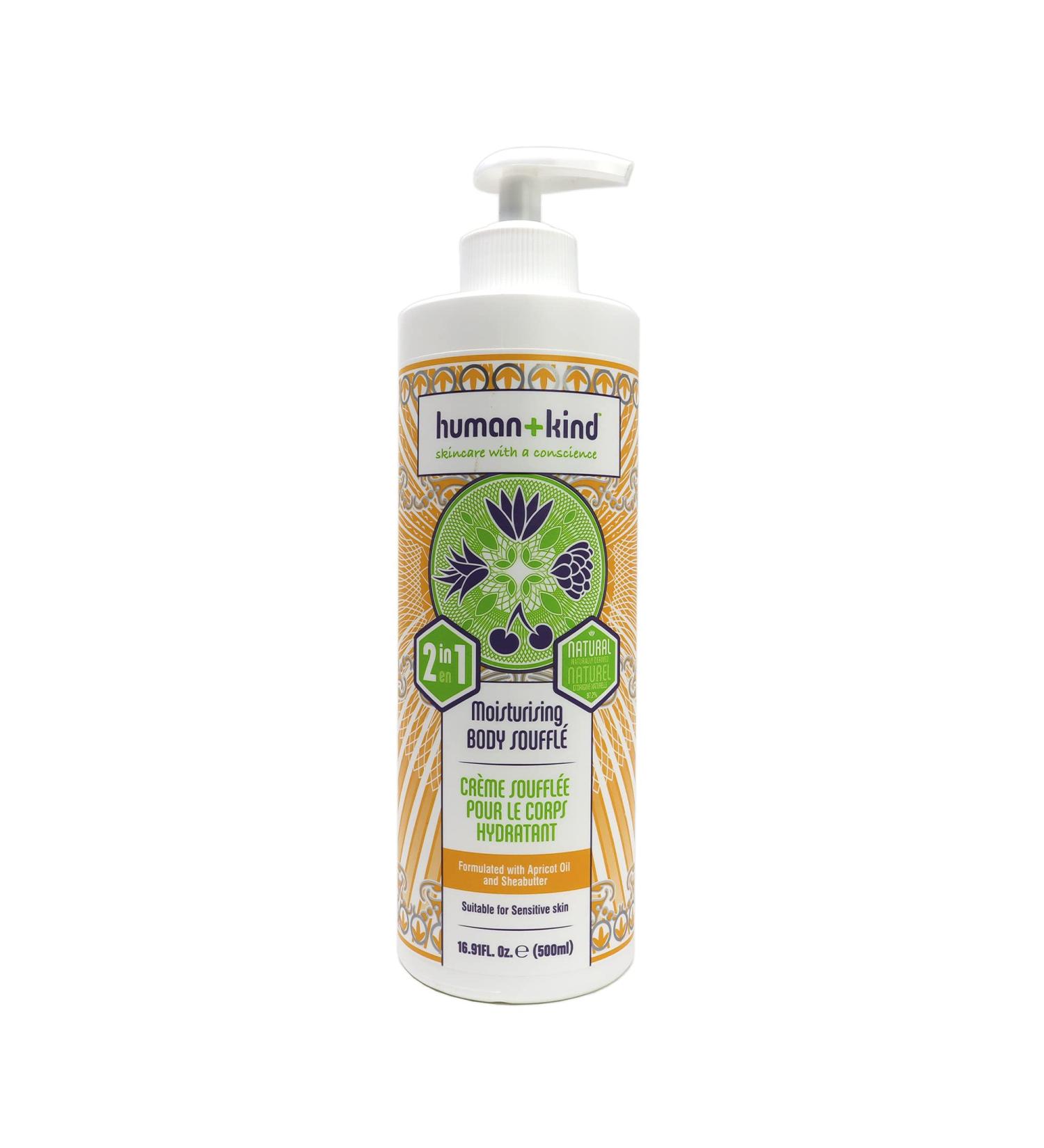Human+Kind Body Souffle - Lightweight Cream Moisturizer for Dry & Eczema-Prone Skin - Natural Vegan Skincare - 16.9 oz - Buy Online on GoSupps.com