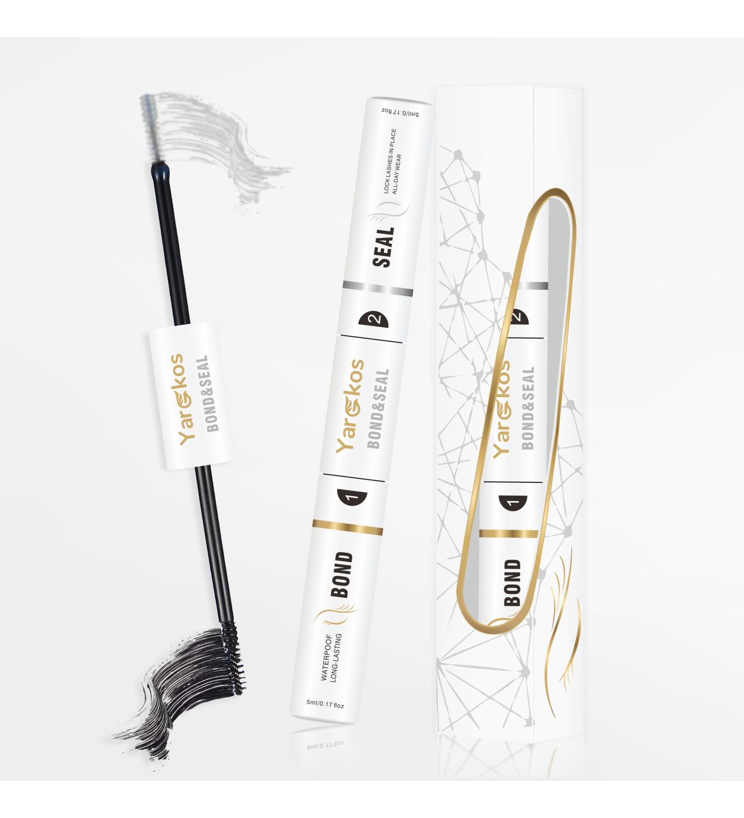 2 in 1 Lash Bond and Seal Glue(5ml+5ml) Eye Lashes Glue for Individual DIY Cluster Extensions Waterproof Eyelashes Adhesive with Mascara Wand Super Strong Hold 48-72 Hours White - Buy Online on GoSupps.com