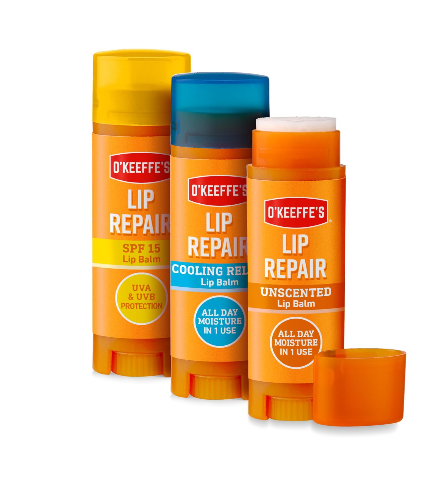 O'Keeffe's Lip Repair SPF15 Cooling Relief Unscented Lip Balm 4.2g (Pack of 3) - Buy Online on GoSupps.com