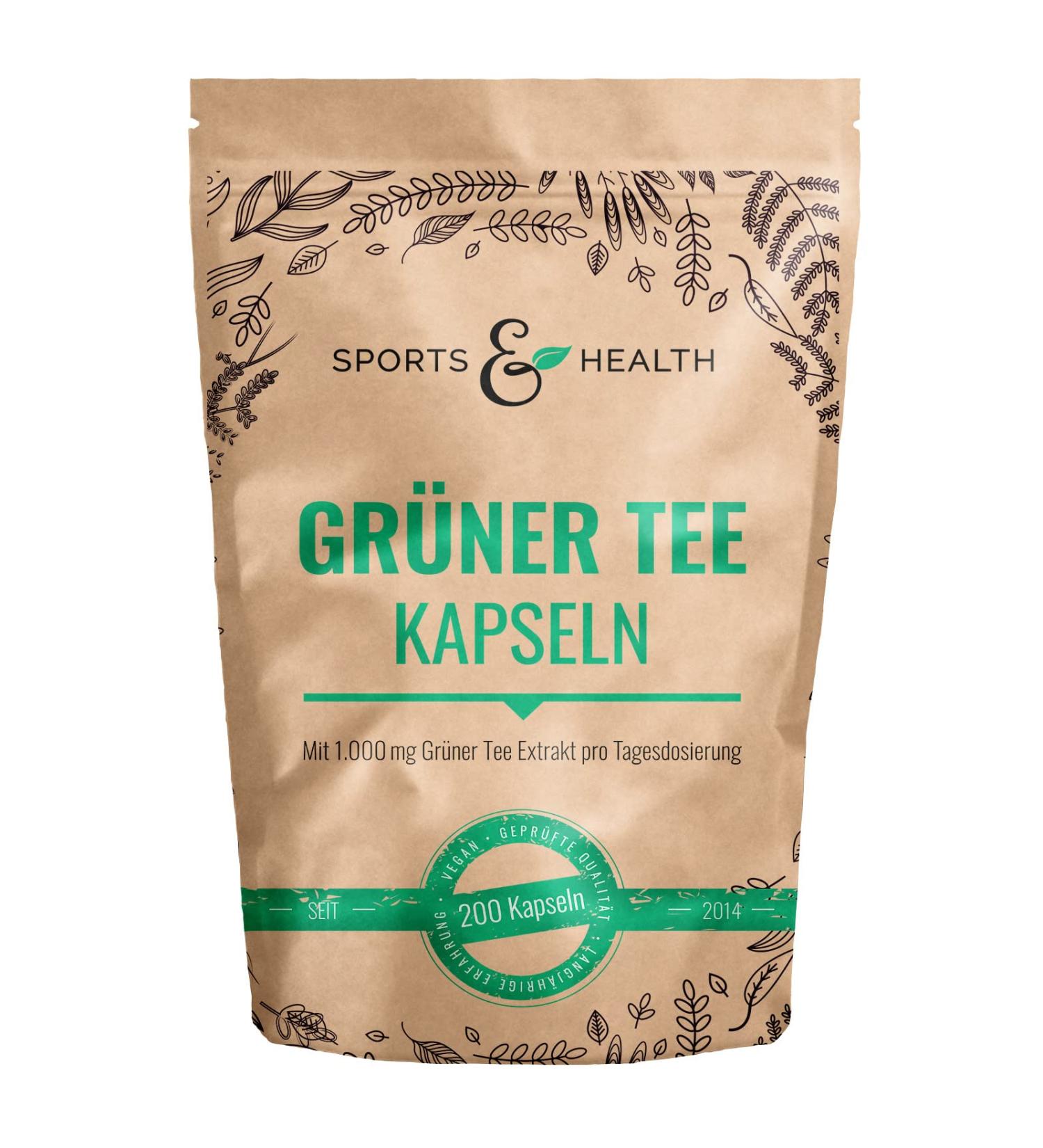 Premium Vegan Green Tea Capsules - 1 000 mg 200 Count High-Quality Extract Tested in Germany - Buy Online on GoSupps.com