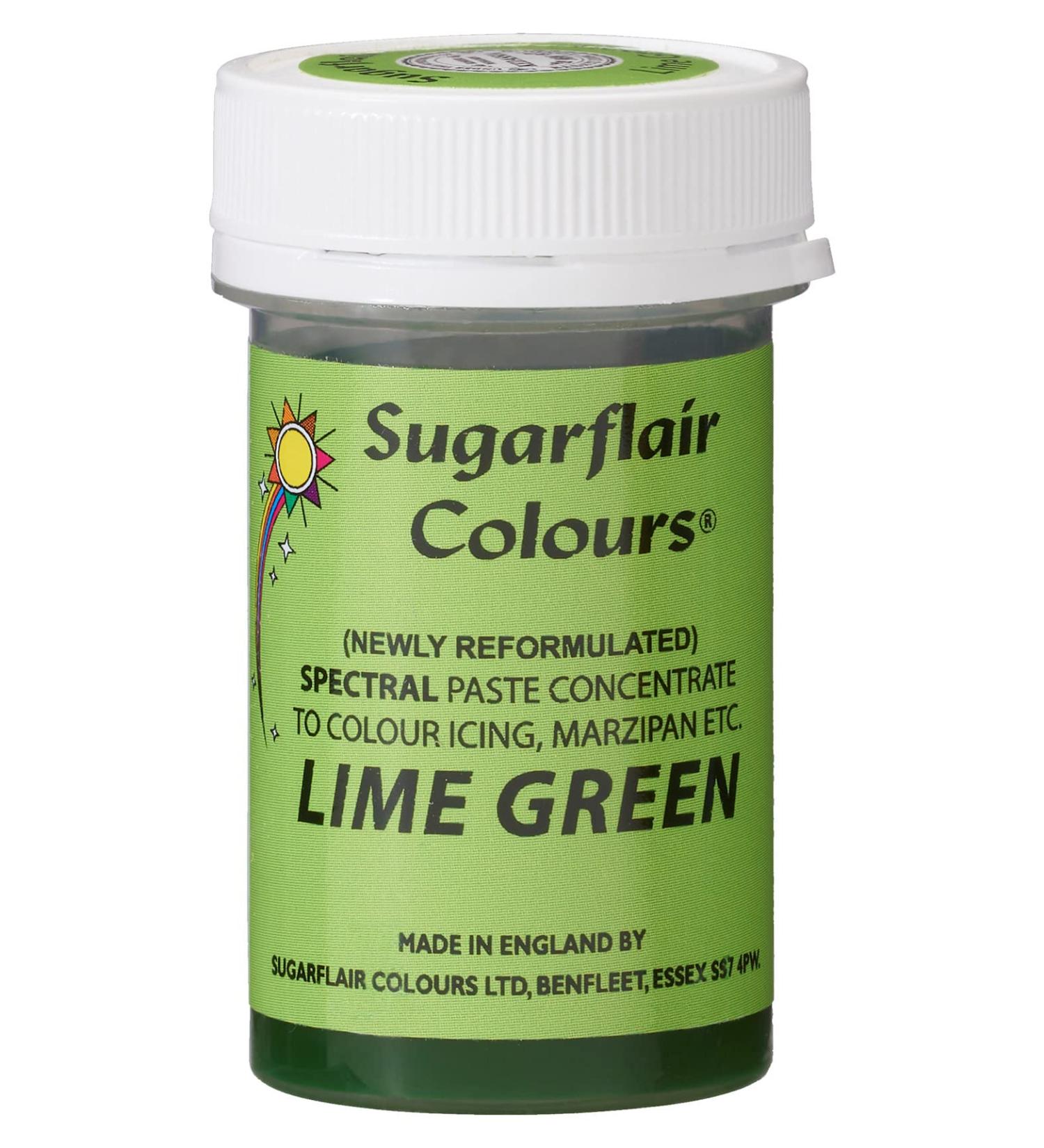 Sugarflair Spectral Lime Green Food Colouring Paste Highly Concentrated for Use with Sugar Pastes Buttercream Royal Icing or Cake Mix Vibrant Colour Dye - 25g