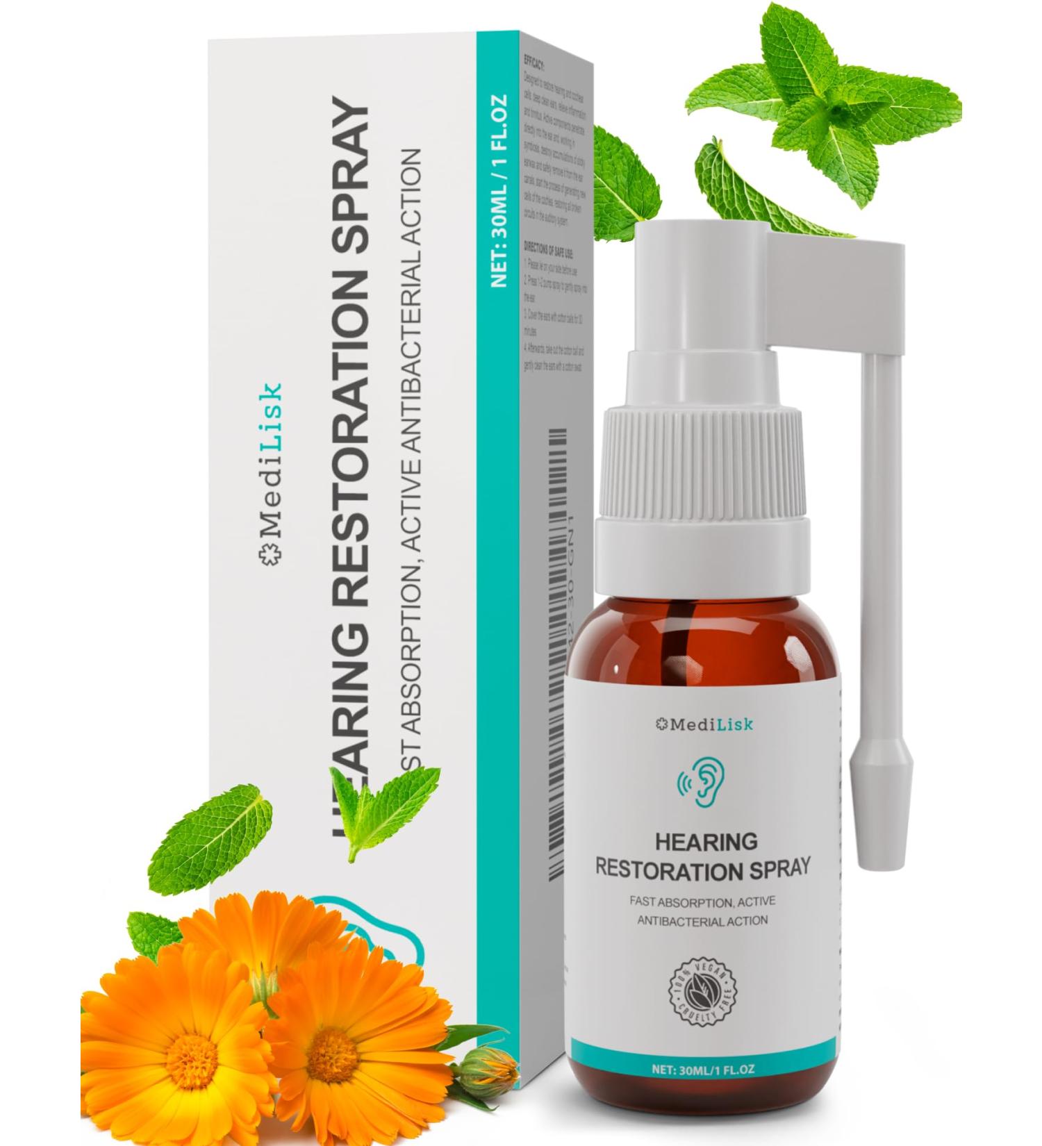 Medilisk Hearing Restoration Spray Earwax Cleaning & Ear Care Solution | Free from Harsh Chemicals, Gentle for Sensitive Ears | Easy Spray Application, 1 Fl.Oz 1 Ounce (Pack of 1) - Buy Online on GoSupps.com