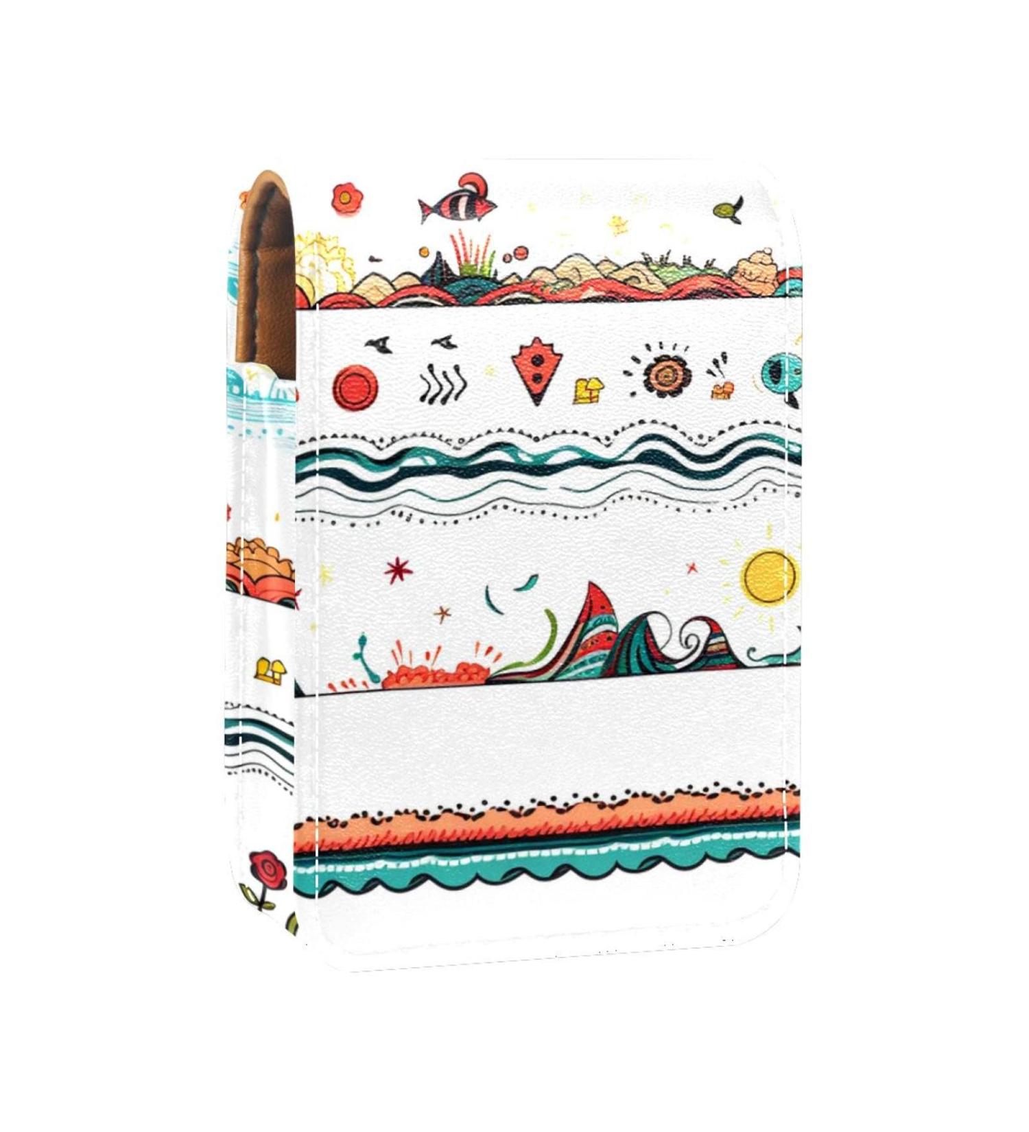 Travel Lipstick Organizer Case - Portable Boho Makeup Bag with Mirror | Stylish Fruit Stripes V162q9qlwv - Shop Internationally - Buy Online on GoSupps.com