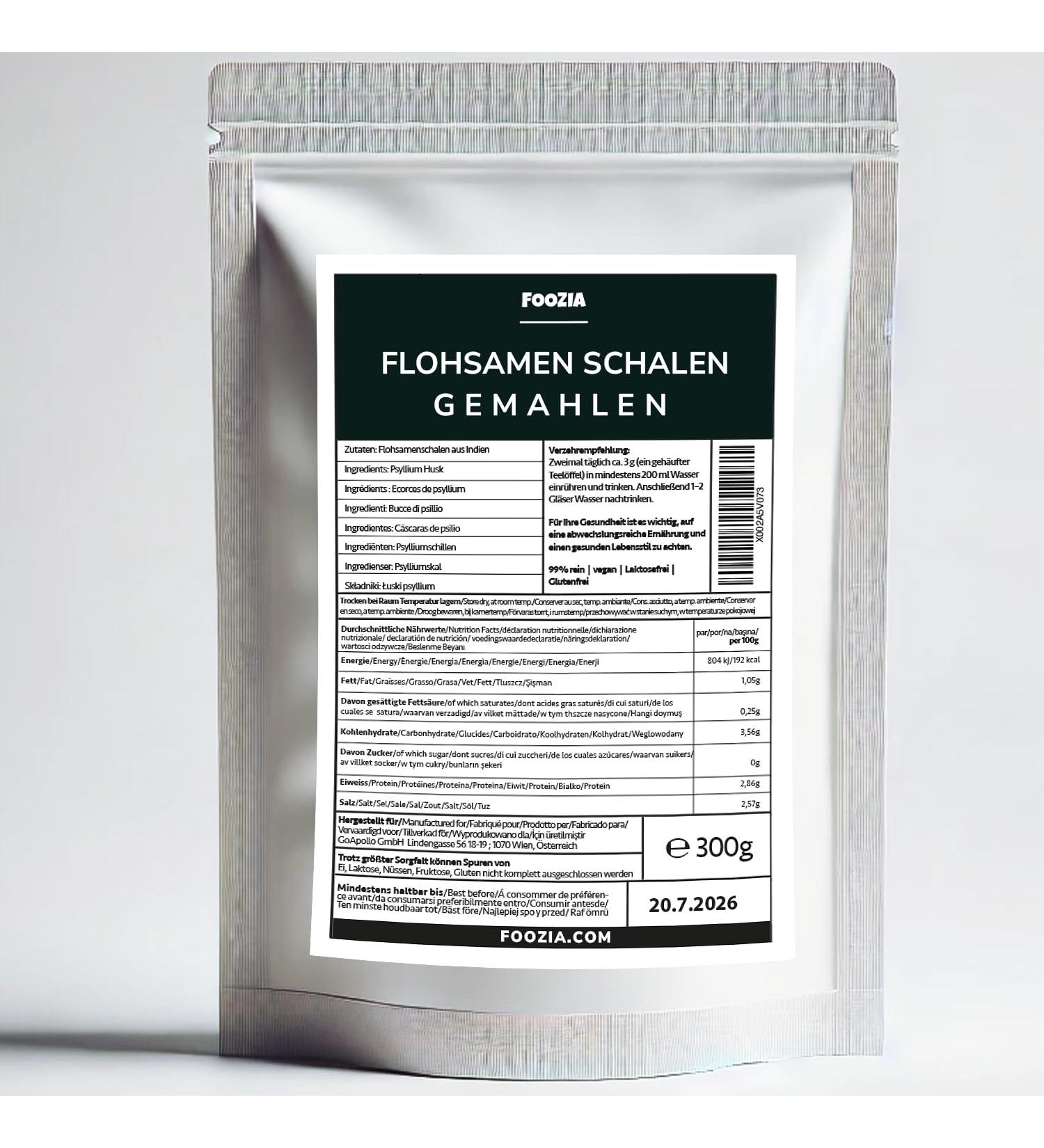  Foozia Ground psyllium husks 300g psyllium powder psyllium flour - Buy Online on GoSupps.com