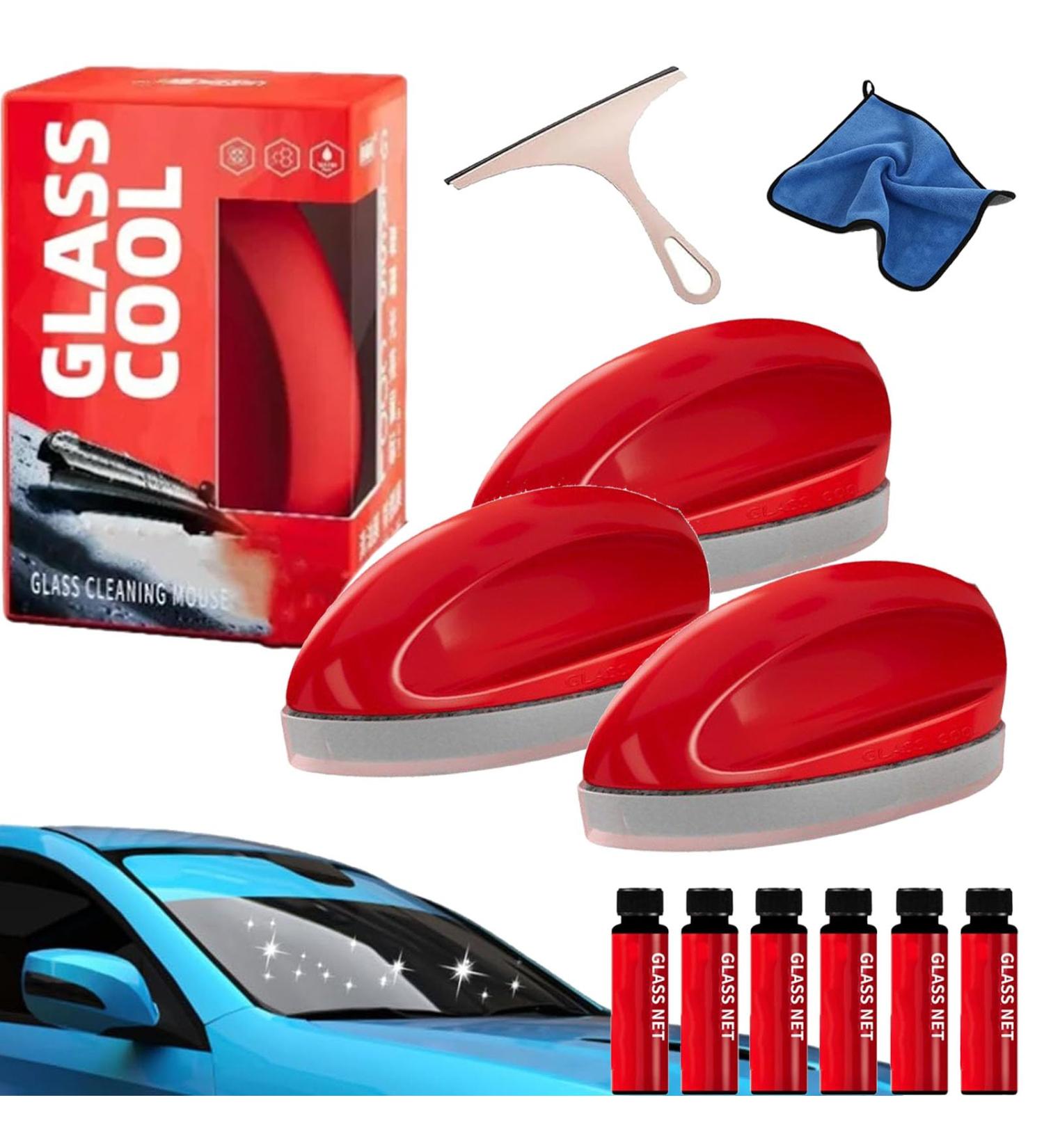Glass Cool Glass Cool Windshield Cleaner Powerful Windshield Cleaner & Oil Film Remover Car Glass Cleaning Mouse for All Glass Surfaces (3pcs) - Buy Online on GoSupps.com