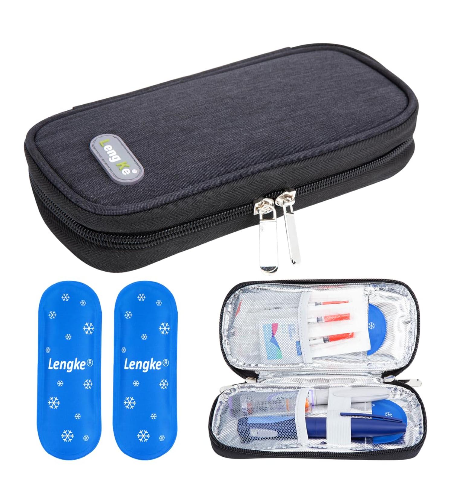 Youshares Insulin Cooling Bag - Diabetic Case with 2 Nylon Cooling Packs Black - Keep Insulin Safe & Cold for Diabetics - Buy Online on GoSupps.com
