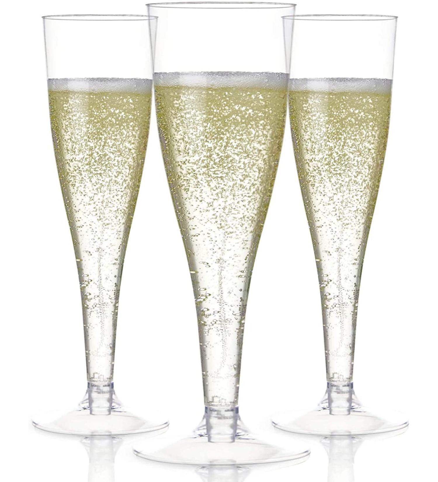 24 Pack Clear Plastic Champagne Flutes Disposable - Ideal for Parties, Toasting, and Celebrations | New Years Eve Party Supplies 2023 - Buy Online on GoSupps.com