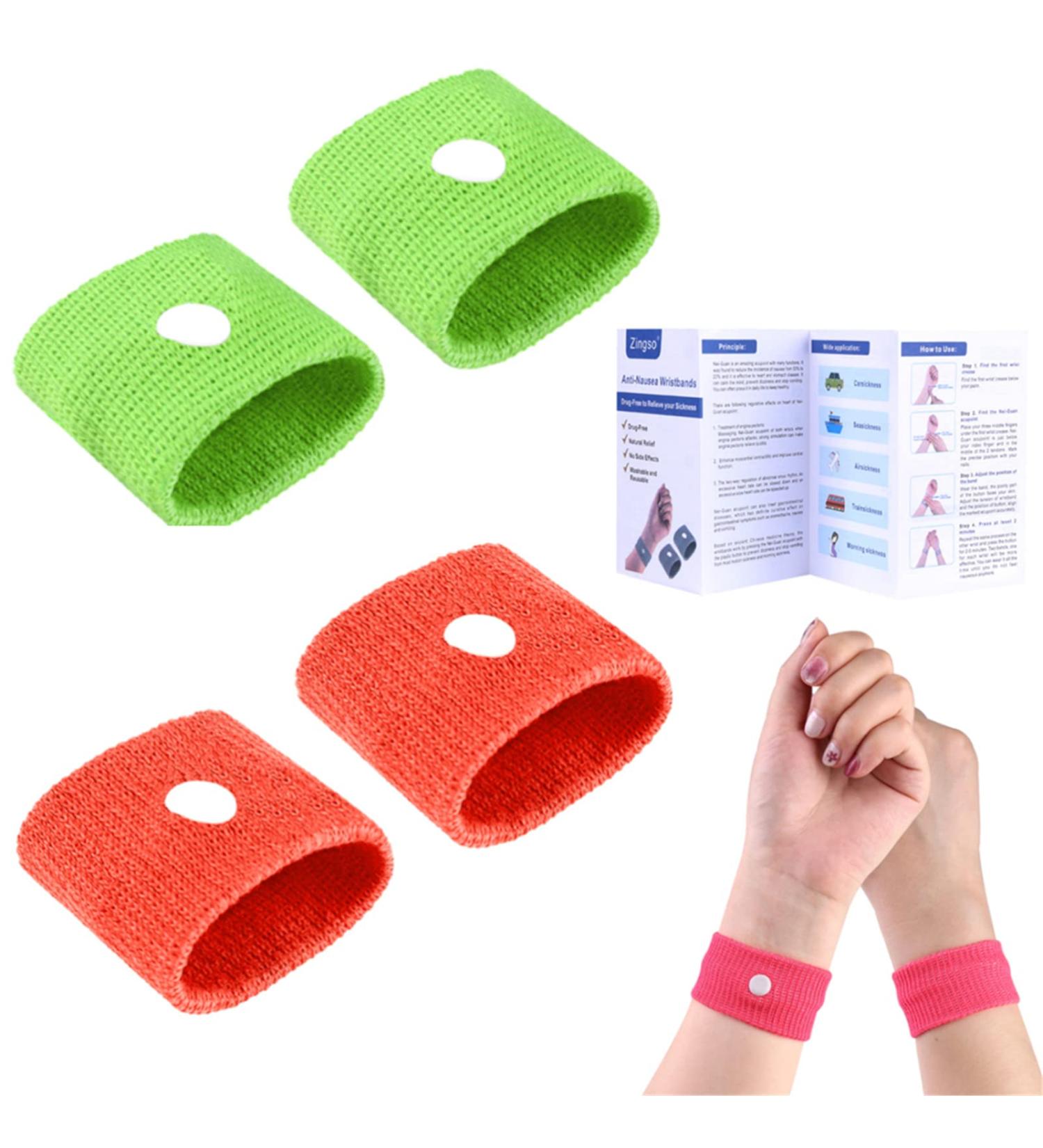 Kids Motion Sickness Bands 2 Pairs - Relief Wristbands for Travel, Sea, Car, and Flying - Anti-Nausea Bracelets for Boys and Girls - Green and Orange - Buy Online on GoSupps.com