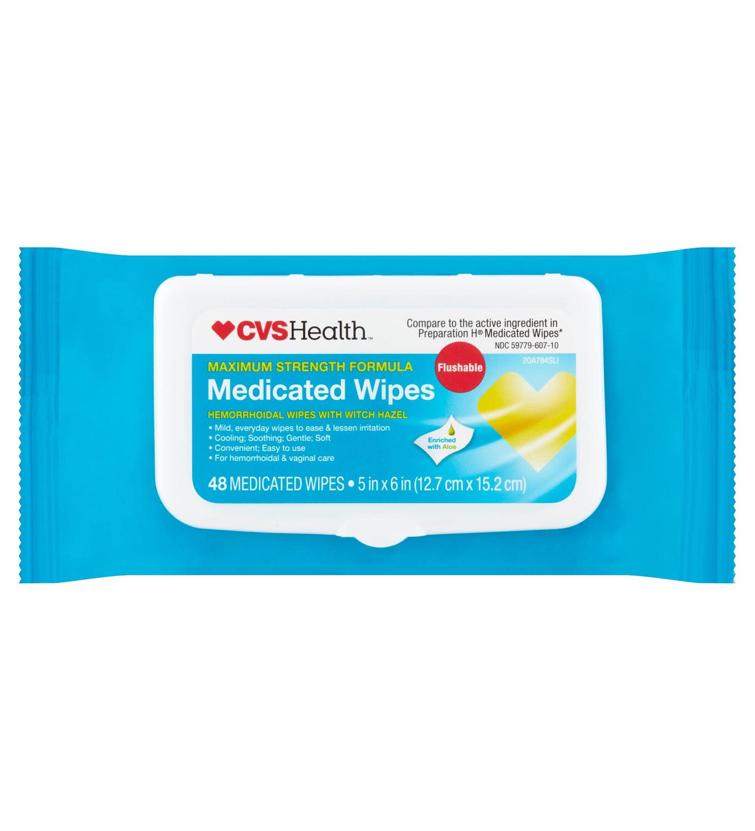 CVS Health Medicated Wipes 48 - Soothing Relief for Skin Irritations | Buy Internationally - Buy Online on GoSupps.com