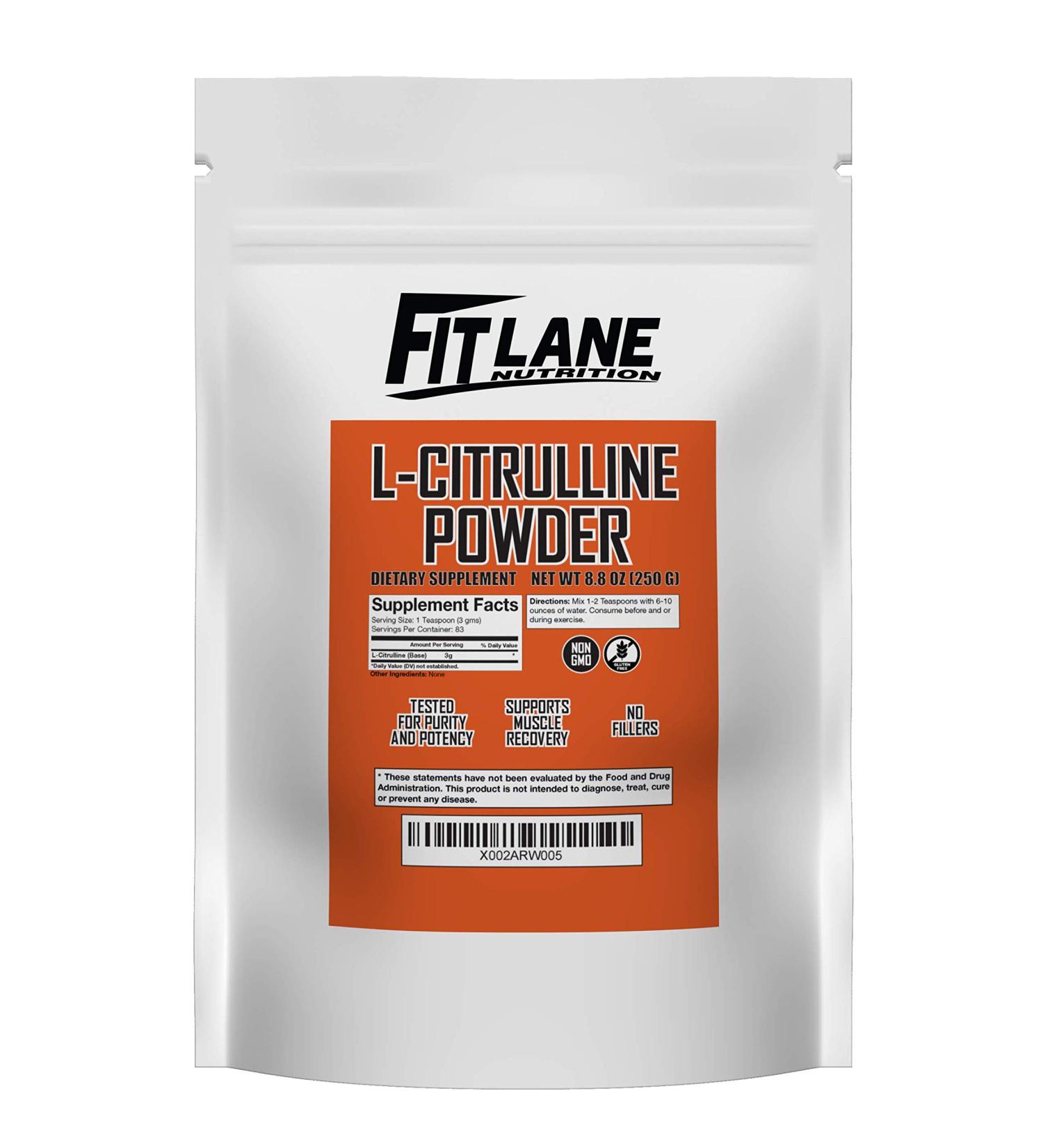 Fit Lane Nutrition L-Citrulline Powder - 250g Bag, Raw & Pure Amino Acid Supplement - Buy Online on GoSupps.com