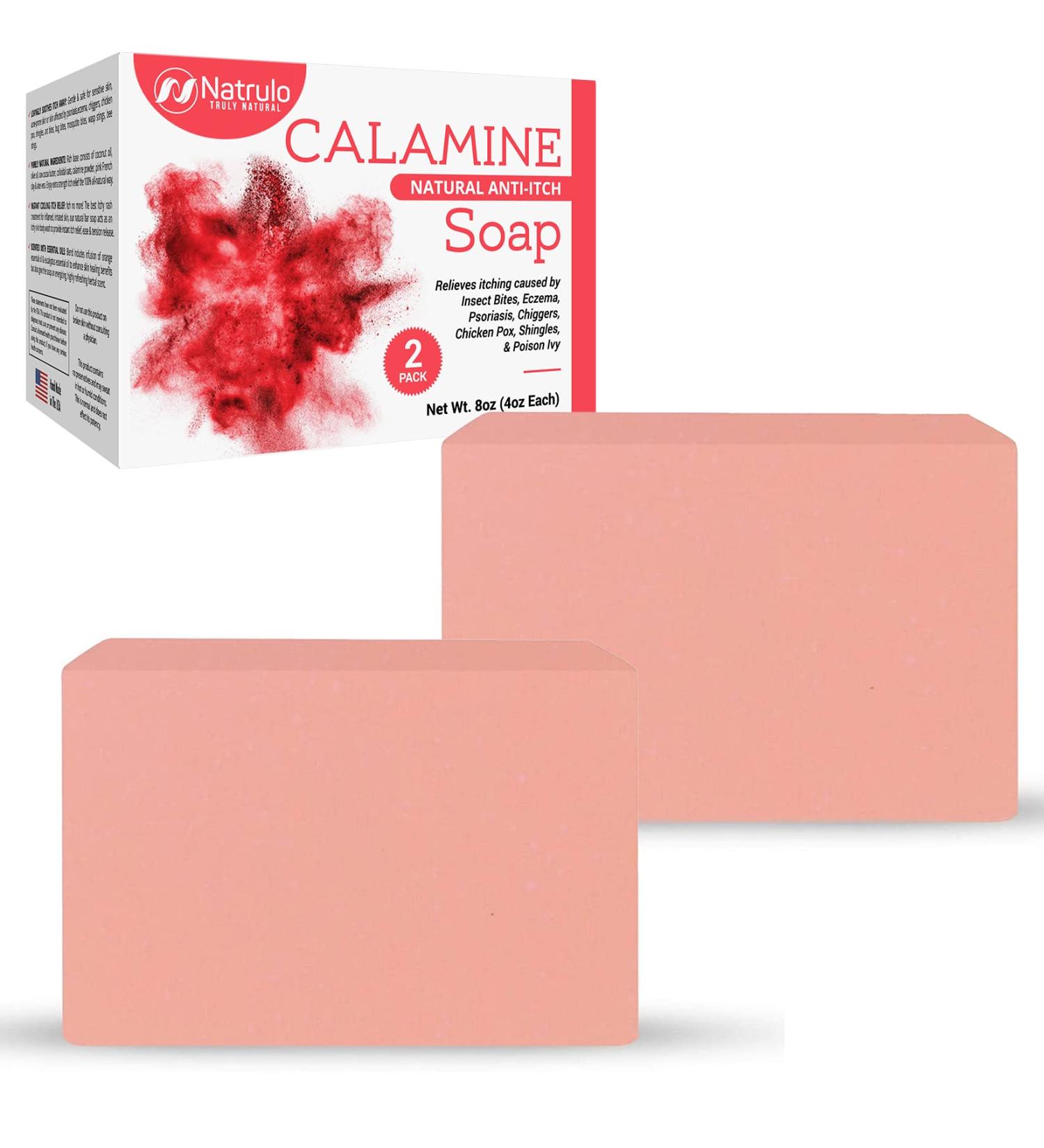 Calming Calamine Soap Bar for Instant Itch Relief - Made in USA (4 oz, Pack of 2) - Buy Online on GoSupps.com