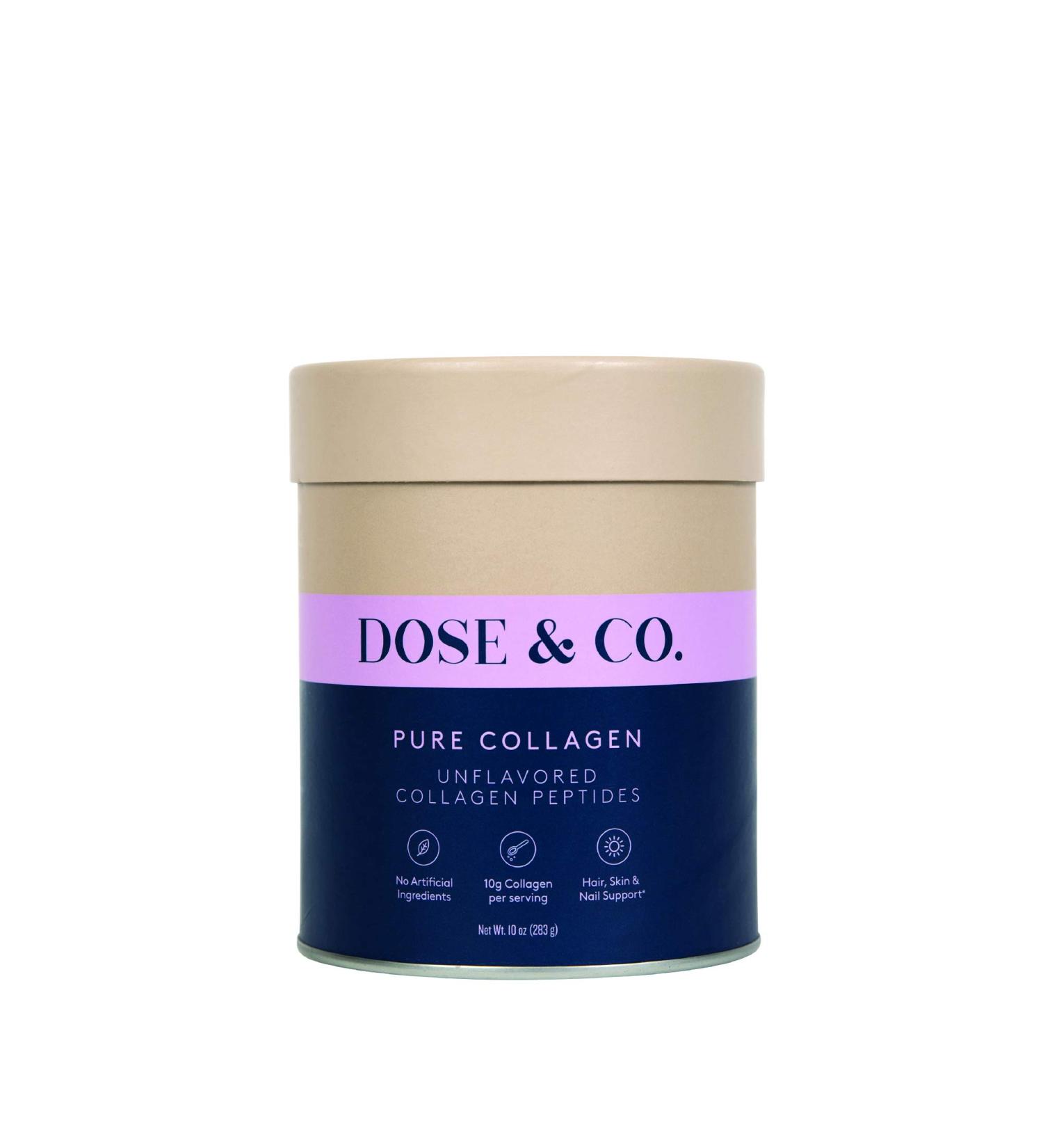 Dose & Co Pure Collagen Powder 10oz - Hydrolyzed Peptides Supplement for Hair, Skin & Nails - Non-GMO, Dairy Free, Gluten Free, Sugar Free - 10 Ounce Pack - Buy Online on GoSupps.com