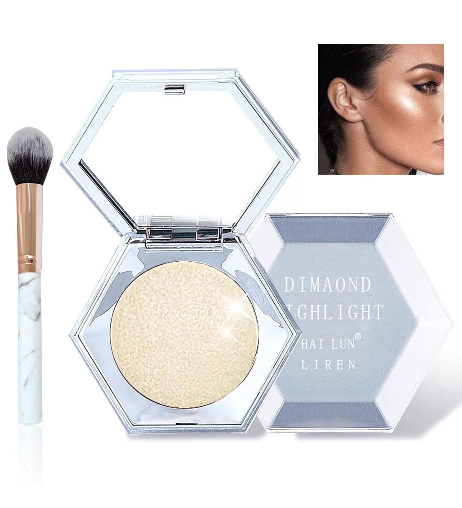 Metallic Highlighter Palette Kit | Long Lasting Champagne Gold Face Illuminator | Highlighter Makeup Palette with Brush - Buy Online on GoSupps.com