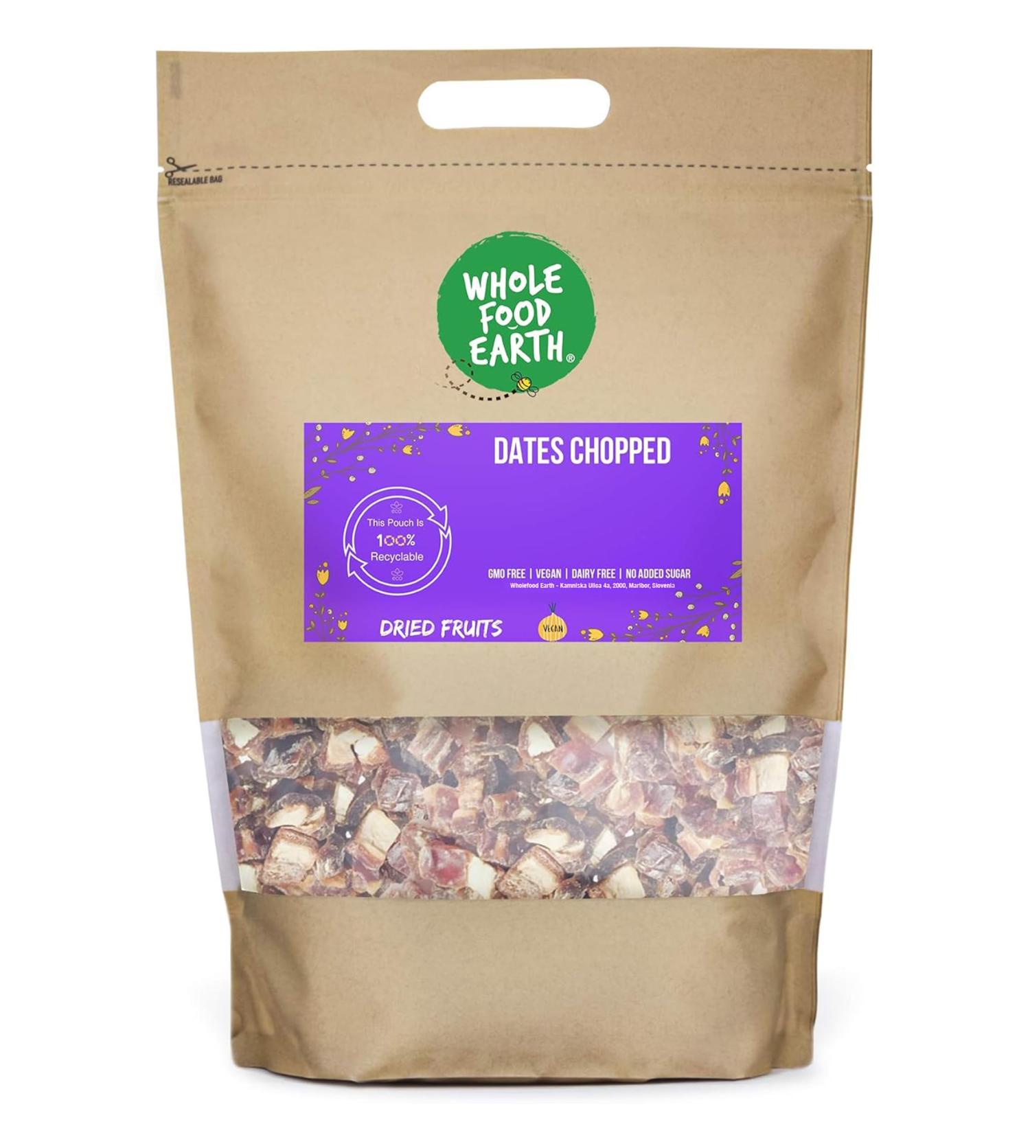  Wholefood Earth Wholefood Earth Chopped Dates - Non GMO - Vegan - Dairy Free - No Added Sugar 2kg - Buy Online on GoSupps.com