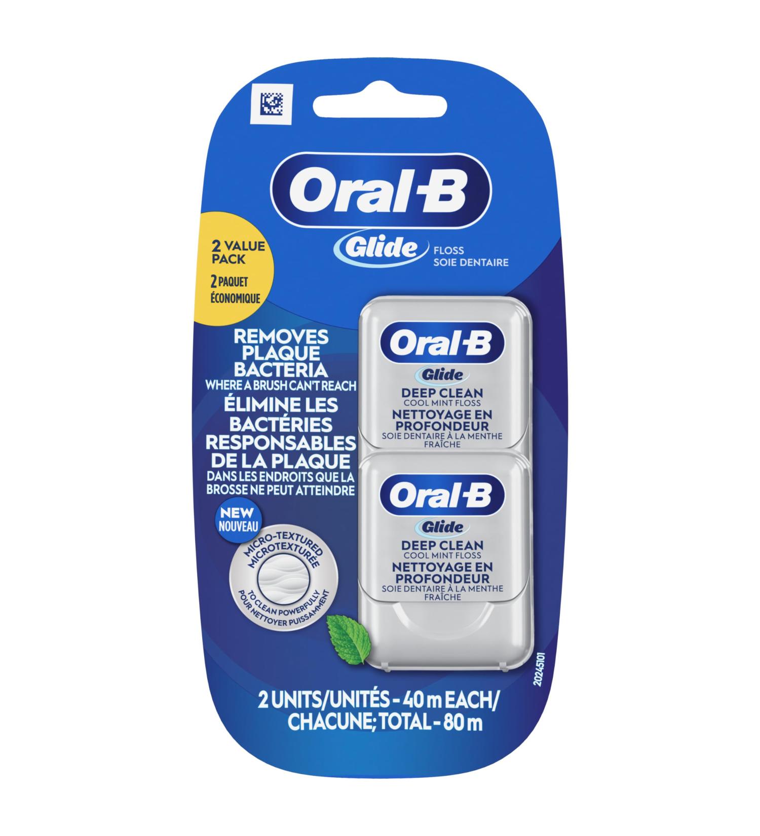 Oral-B Glide Pro-Health Deep Clean Cool Mint Dental Floss Value 2 Pack (40m Each) 40 m (Pack of 2) - Buy Online on GoSupps.com