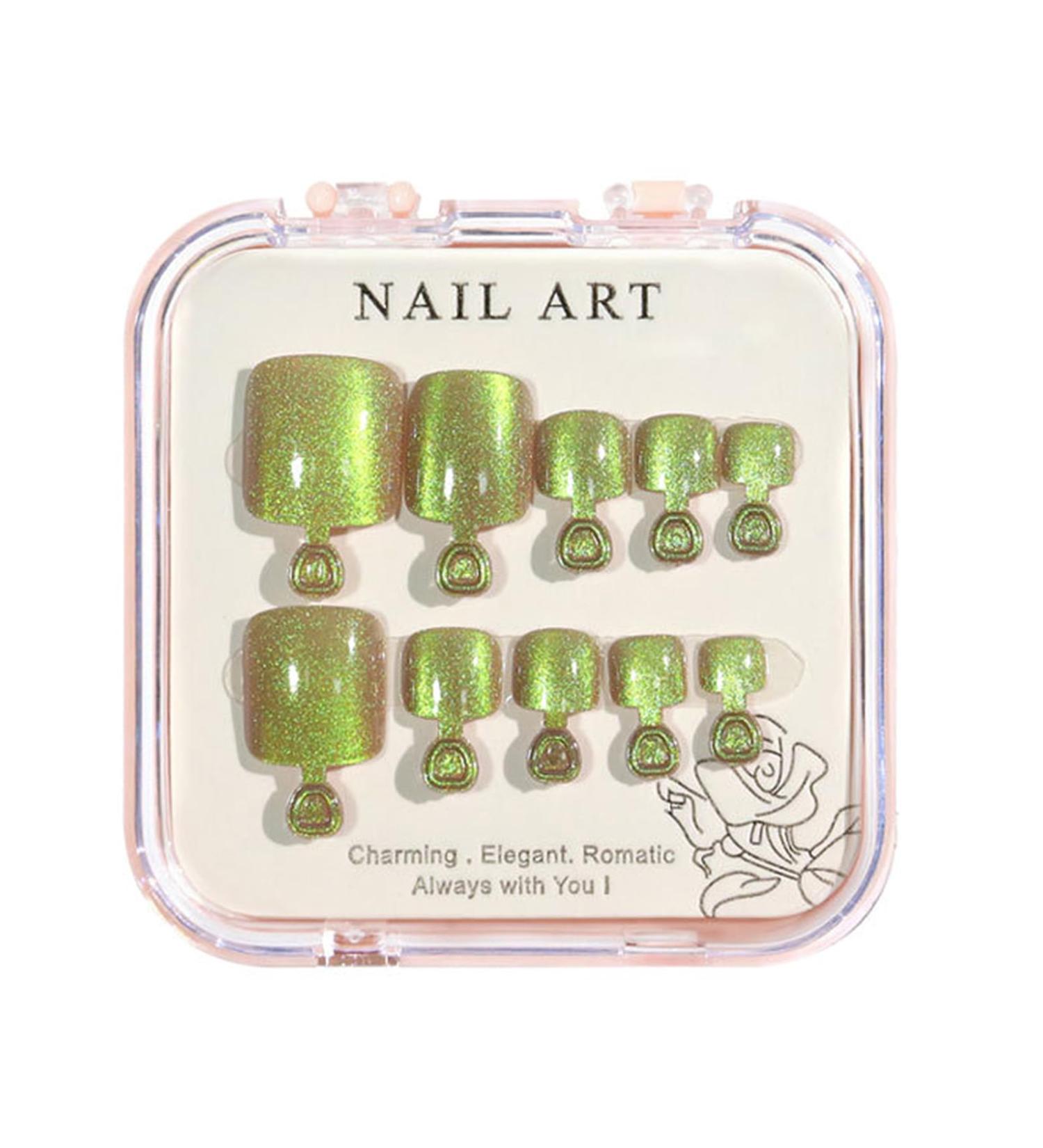 FEIlei Crystal Cat Eye Shining Diamond Foot Nail Patches Handmade Wearing Short Press on Nails for Toes Decoration 5# - Buy Online on GoSupps.com