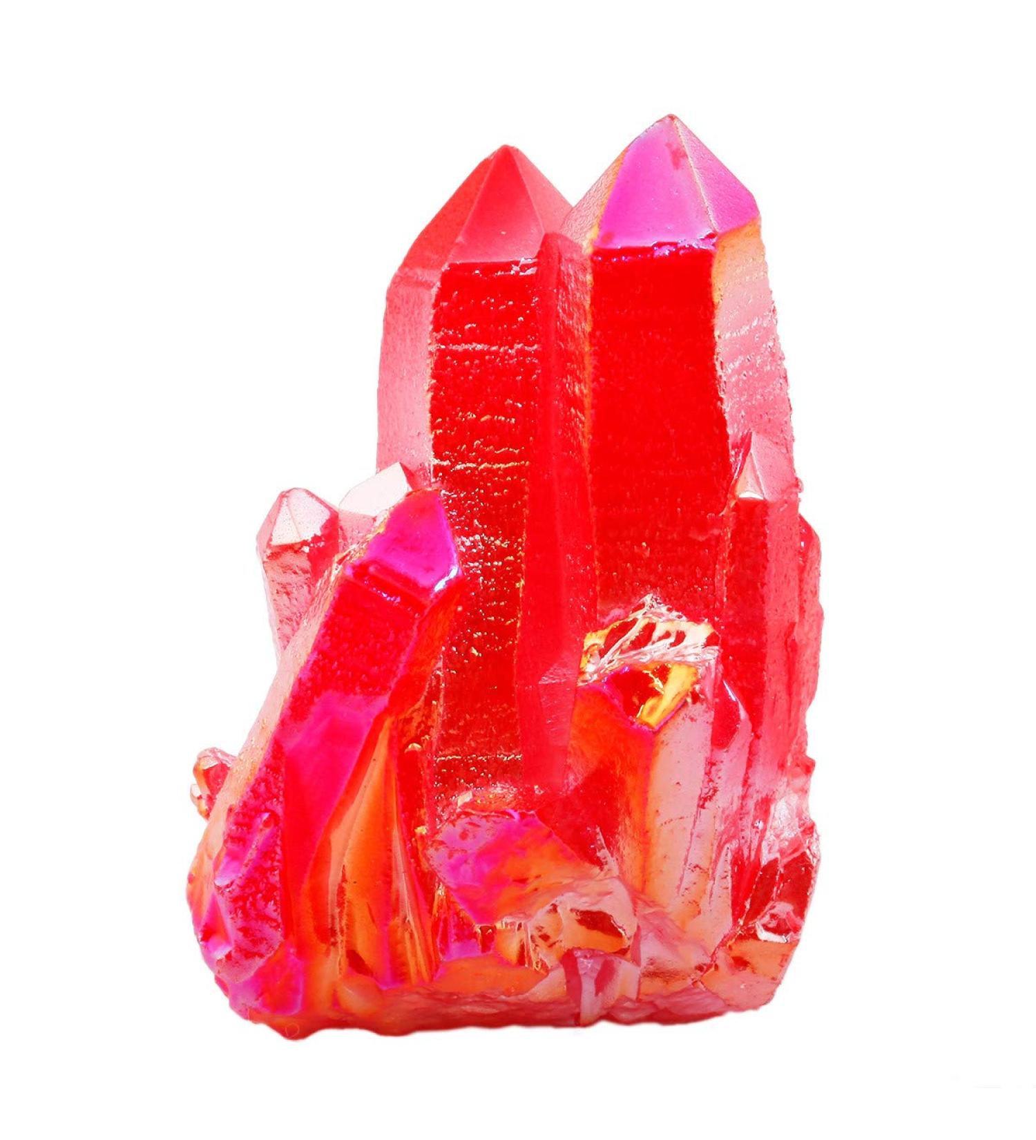 Nupuyai Titanium Coated Rock Crystal Druse - Irregular Quartz Geode Gemstone for Reiki & Feng Shui Decoration - Red Healing Stone - Buy Online on GoSupps.com