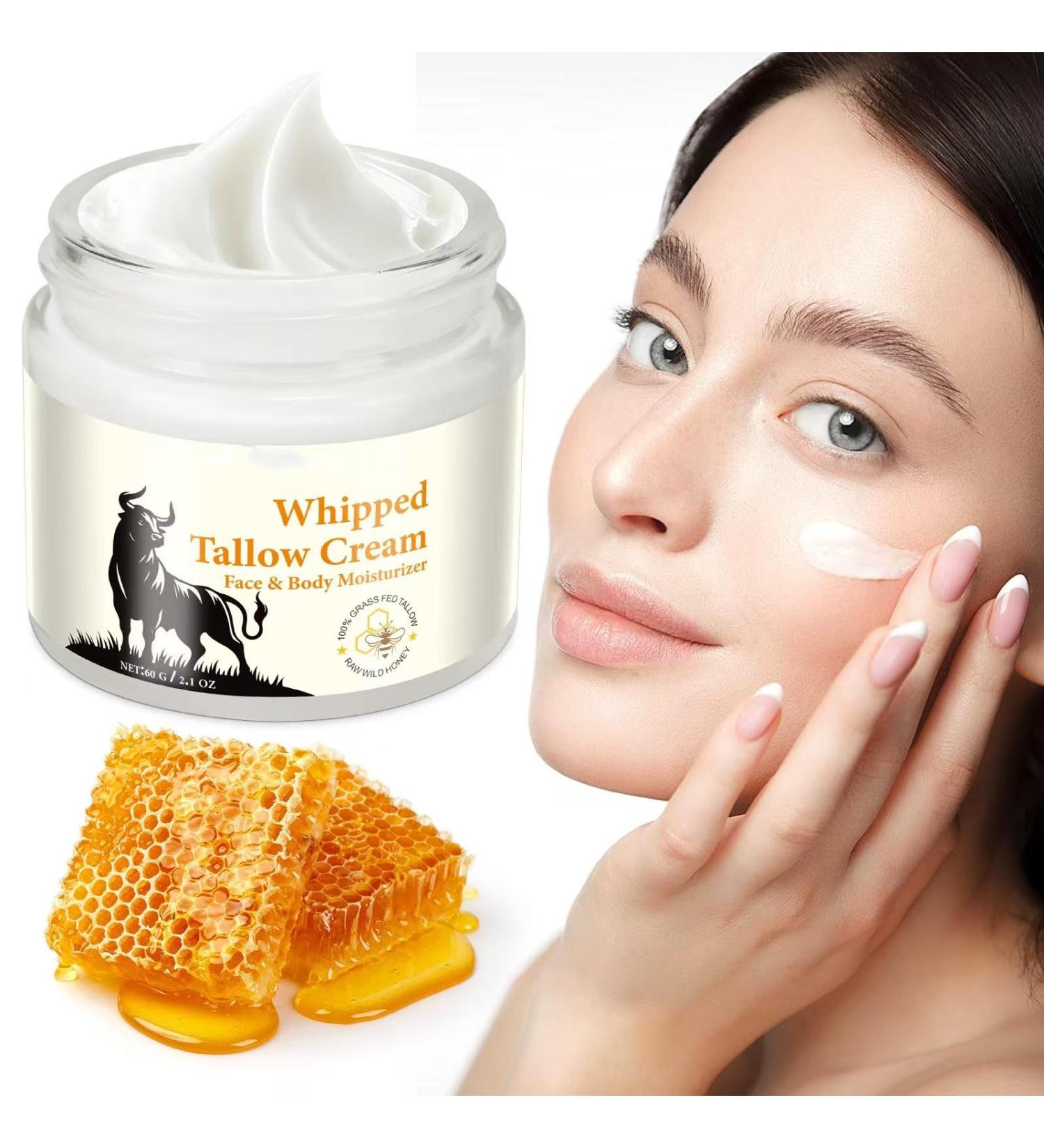 YKJHCSL Beef Tallow for Skin Beef Tallow Honey Balm Organic Moisturizer for Face & Body Skin Care Deeply Nourishes the Skins with Raw Wild Honey Fast Absorption for Dry & Aging Skin - Buy Online on GoSupps.com
