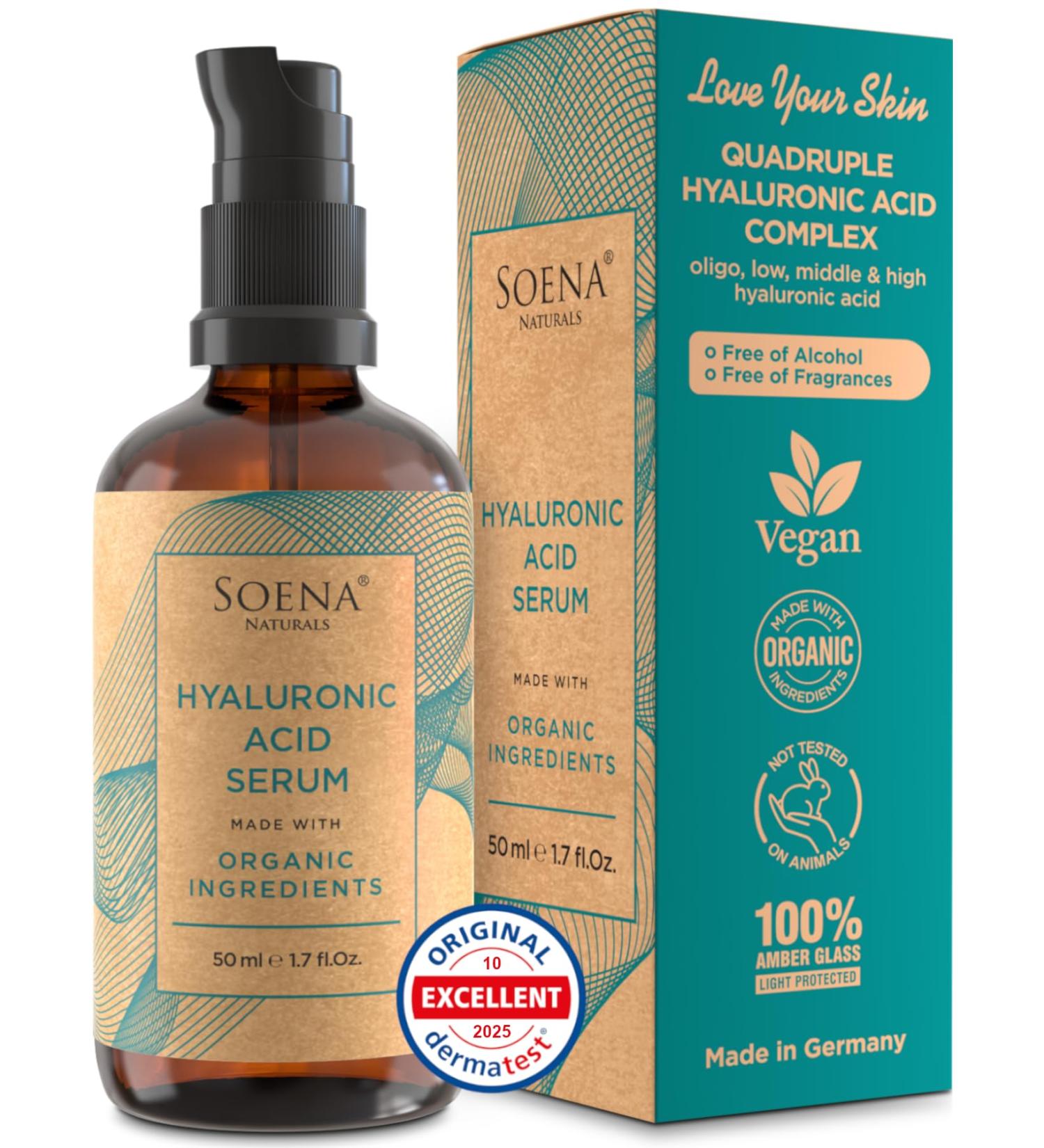 Organic Hyaluronic Acid Serum for Face | Best Hyaluronic Acid (Oligo) + 4 Hyaluronic Sizes - Highly Dosed | Hydrating Serum - Aging-Aging Moisturizer Fragrance-Free | Made in Germany 1.7 Fl Oz (Pack of 1) - Buy Online on GoSupps.com