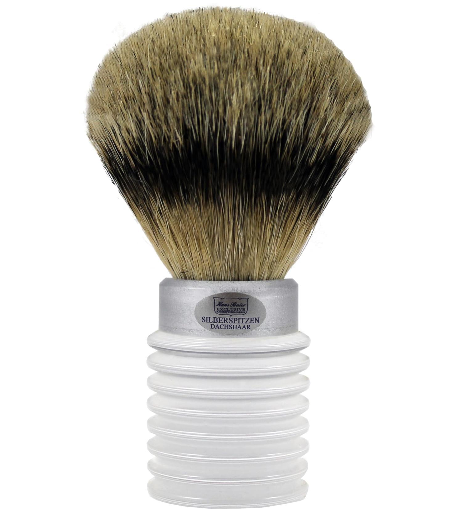 Hans Baier Exclusive Shaving Brush Acrylic Matt - Size 2 Silver Stripes