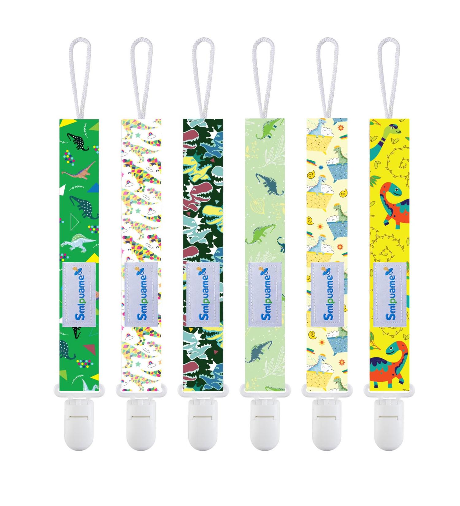 Smlpuame Baby Pacifier Chain - 6 BPA-Free Fabric Bands for Boys & Girls Dino Designs Fits Most Pacifiers & Teething Toys - Perfect Dummy Clips! - Buy Online on GoSupps.com