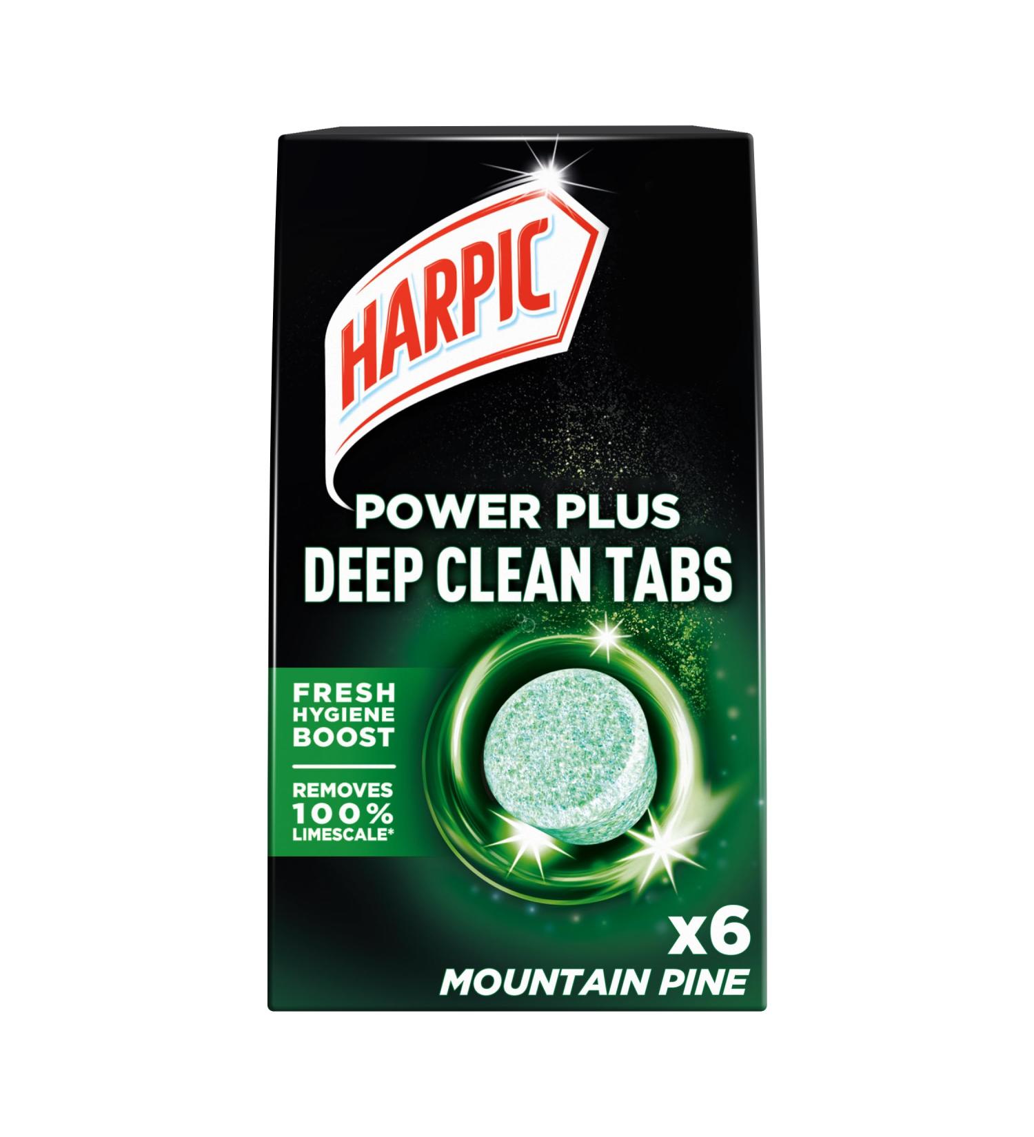 Harpic Power Plus Deep Clean Tabs Mountain Pine x6 - cleans where the brush can't reach - Buy Online on GoSupps.com