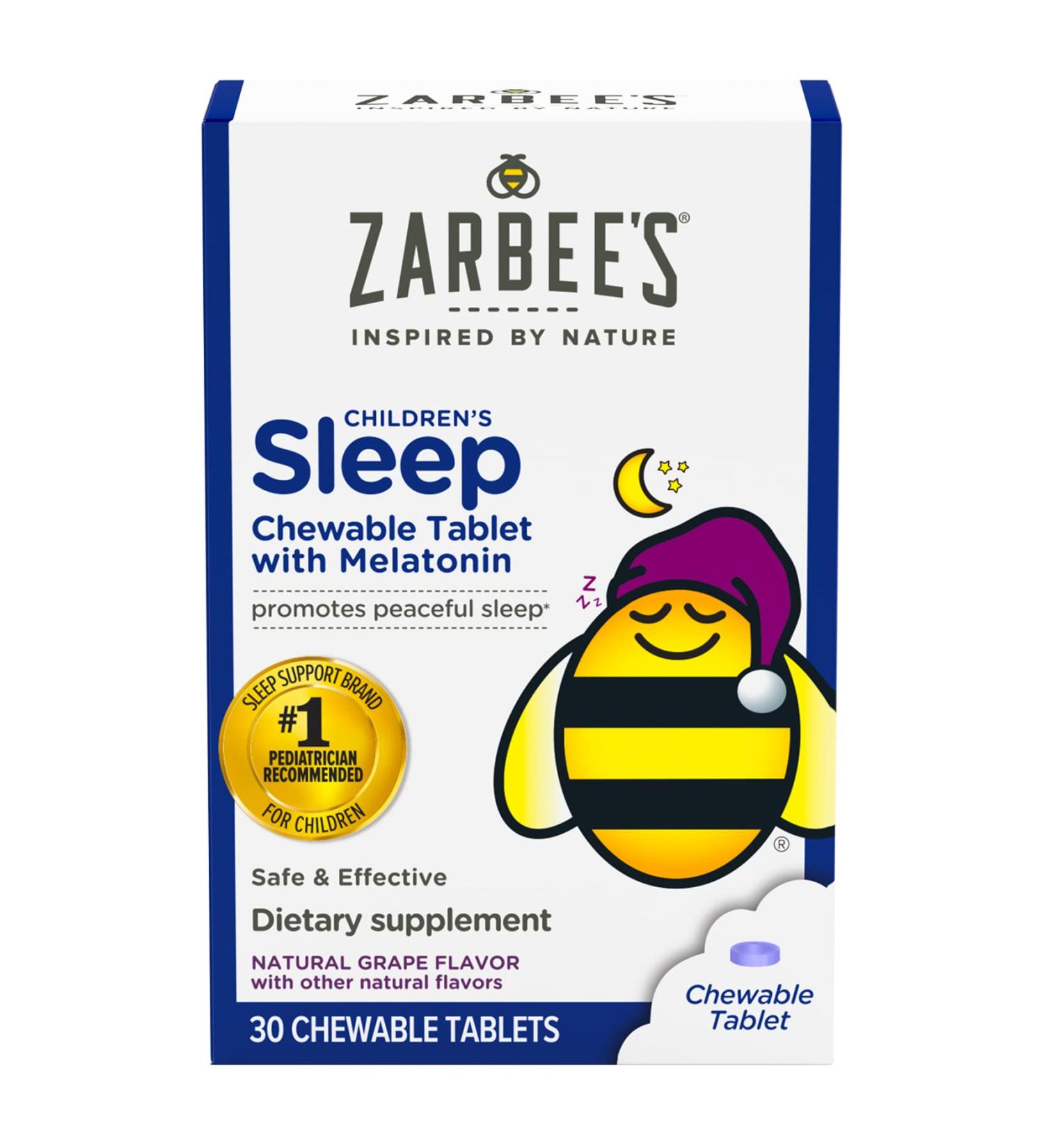 Zarbee's Children's Sleep with Melatonin - Natural Grape Flavor, 30 Chewable Tablets for Kids 3+ - Buy Online on GoSupps.com