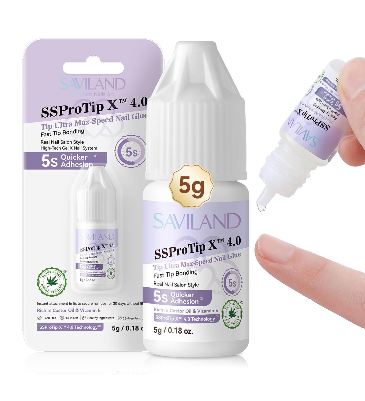 SAVILAND Ultra-Quick Dry Nail Glue 5g Extra Strong Nail Glue for Acrylic Nail Tips Press On Nails 5S Fast-Drying Nail Tip Adhesive Castor Oil Vitamin E Nail Bond Nail Glue for Home and Salon Use 1-Ultra Quick Dry Nail Glue - Buy Online on GoSupps.com