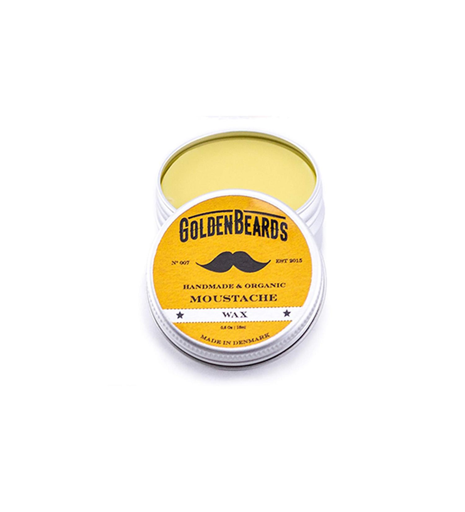 Golden Beards Organic Moustache Wax 15ml - 100% Natural | Jojoba, Argan & Apricot Oil - Handmade Grooming Product - Buy Online on GoSupps.com