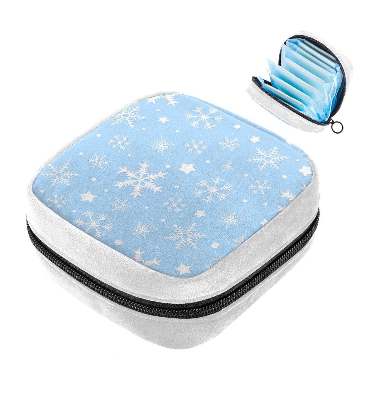 GIAPB Sanitary Napkin Storage Bag | Period Tampon Makeup Pad Pouch | Snowflake Blue Pattern Color 5403 - Buy Online on GoSupps.com