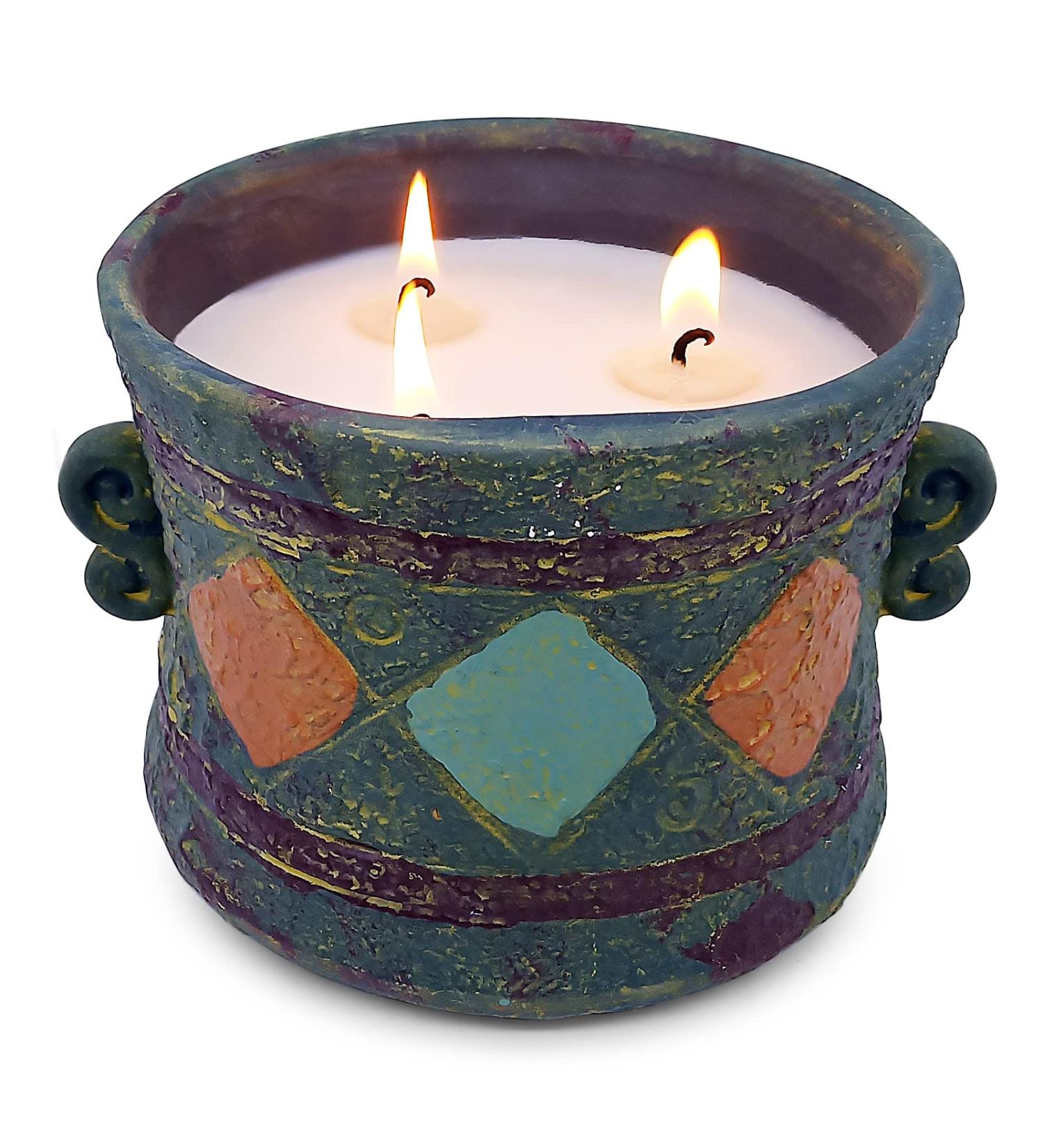 Large Citronella Outdoor Candle 15.0oz | 3-Wick Soy Wax | Patio Fly Off Candles in Coarse Pottery | Natural Insect Repellent - Buy Online on GoSupps.com