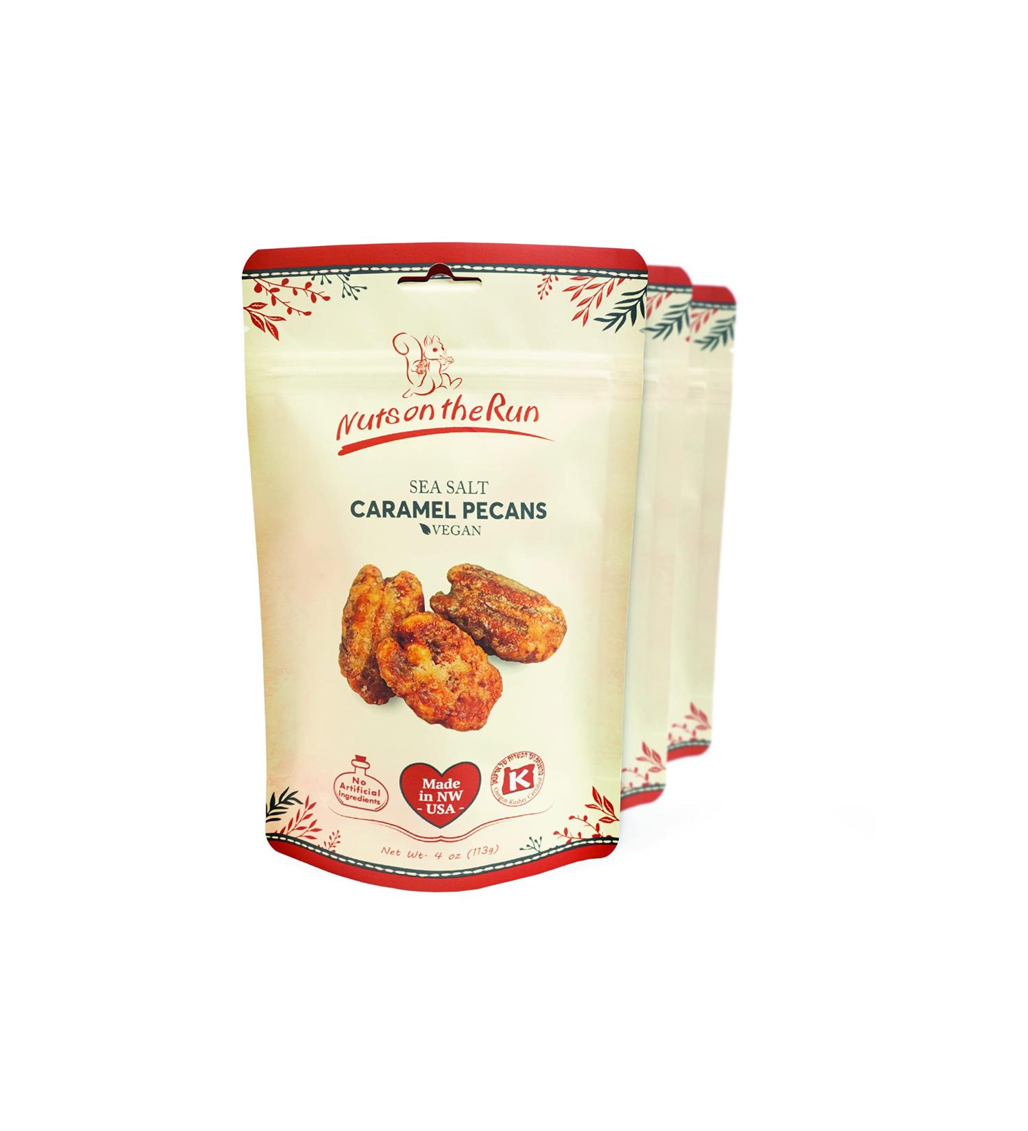 Vegan Caramel Pecans - Gluten-Free & GMO-Free Pecan Pralines - 12oz (Pack of 3) | Kosher Certified - Satisfaction Guaranteed - Buy Online on GoSupps.com