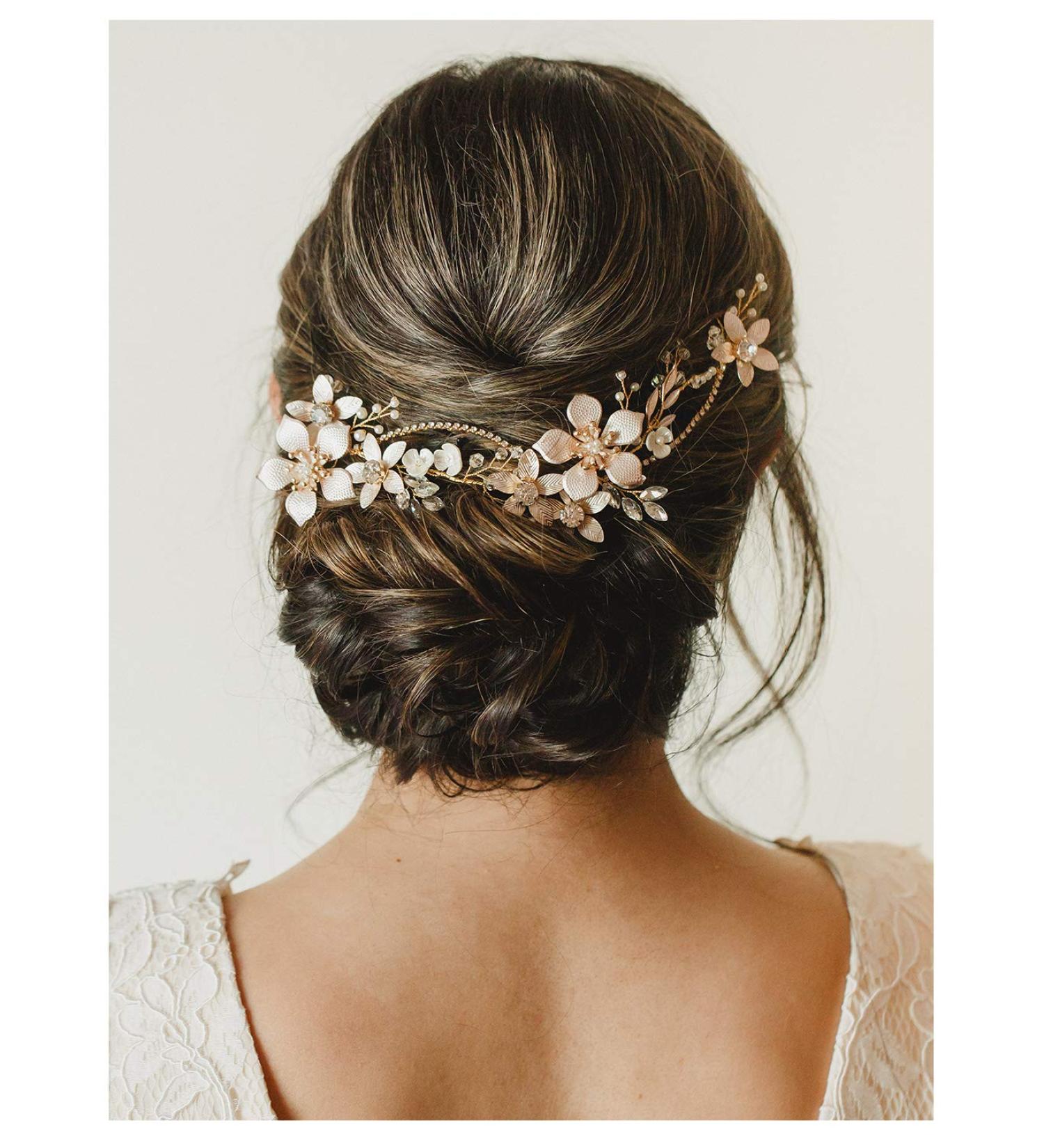 SWEETV Gold Bridal Headband - Flower Wedding Hair Vine for Women - Buy Online on GoSupps.com