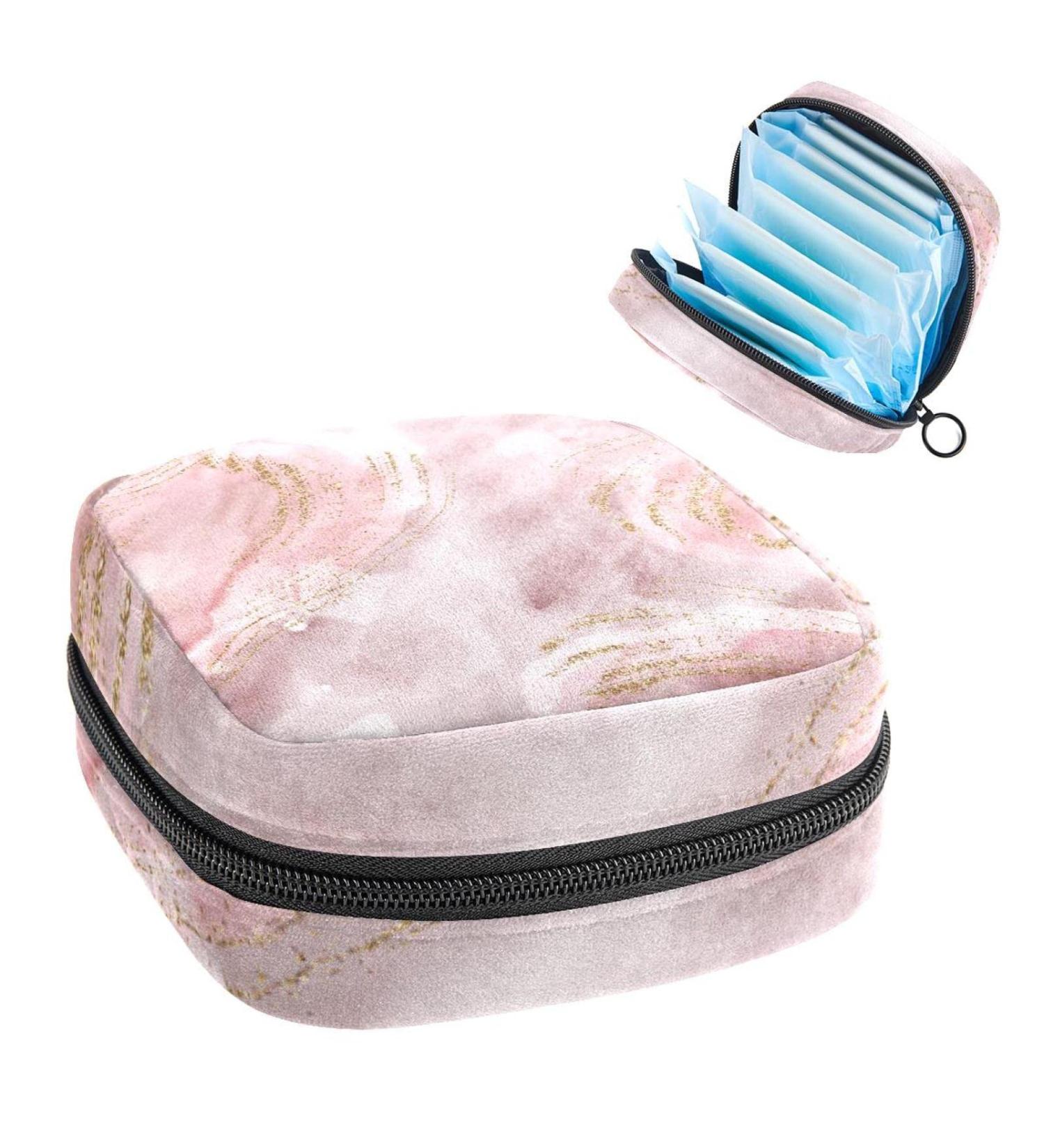Rose Golden Marble Sanitary Napkin & Menstruation Cup Storage Bags | Portable Tampon Holder for Women & Teens | 1 Piece Multicolored Pocket - Buy Online on GoSupps.com