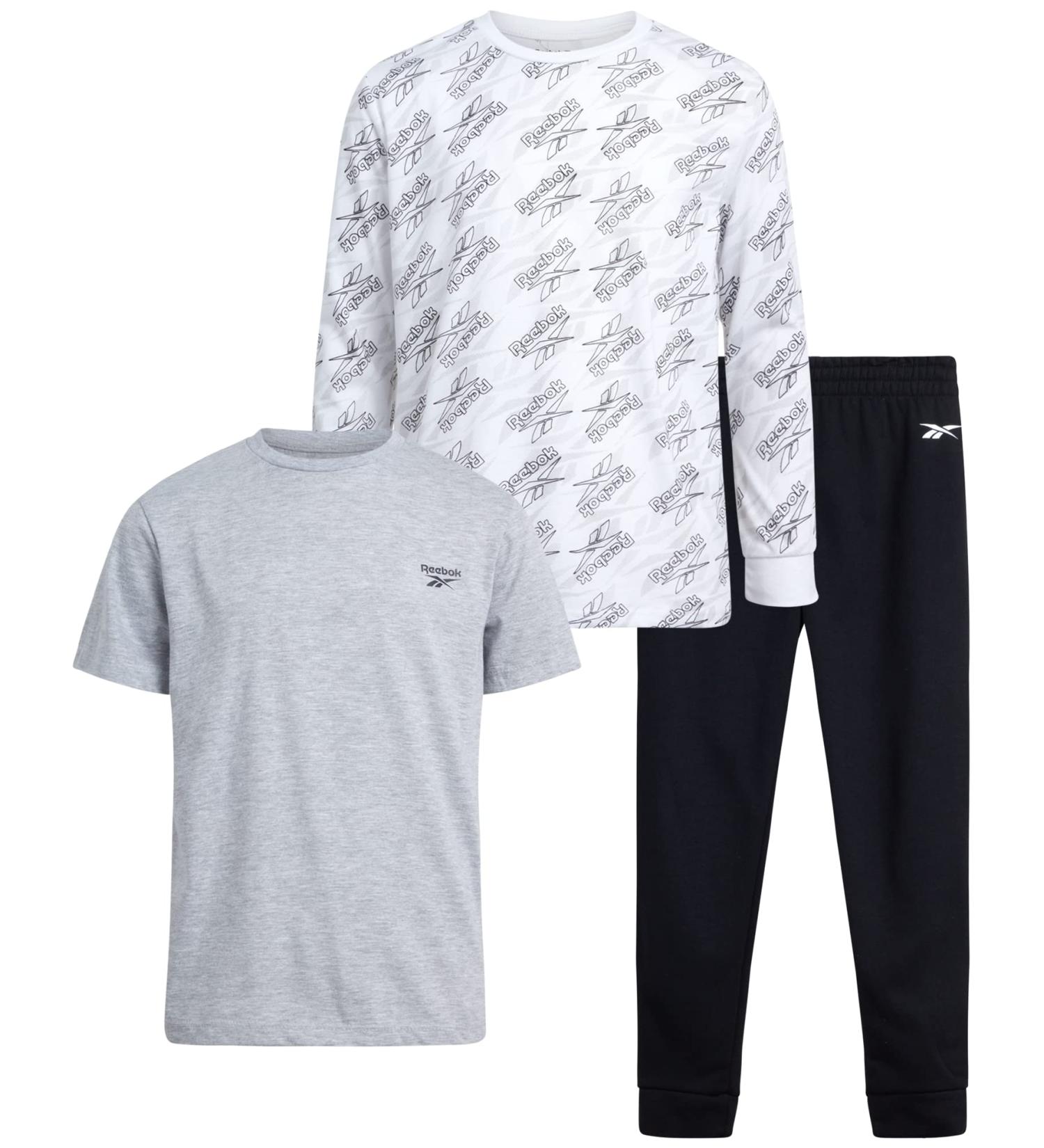 Reebok Boys' Active Jogger Set - 3 Piece Performance Fleece Tracksuit (White, Size 10) - Buy Online on GoSupps.com