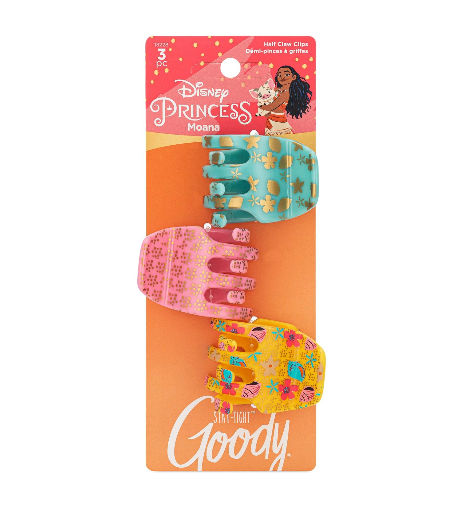 GOODY Classics Disney Princess Moana Half Claw Clips - 3-Pack for Easy Hair Styling - Pain-Free Accessories for All Genders - Buy Online on GoSupps.com