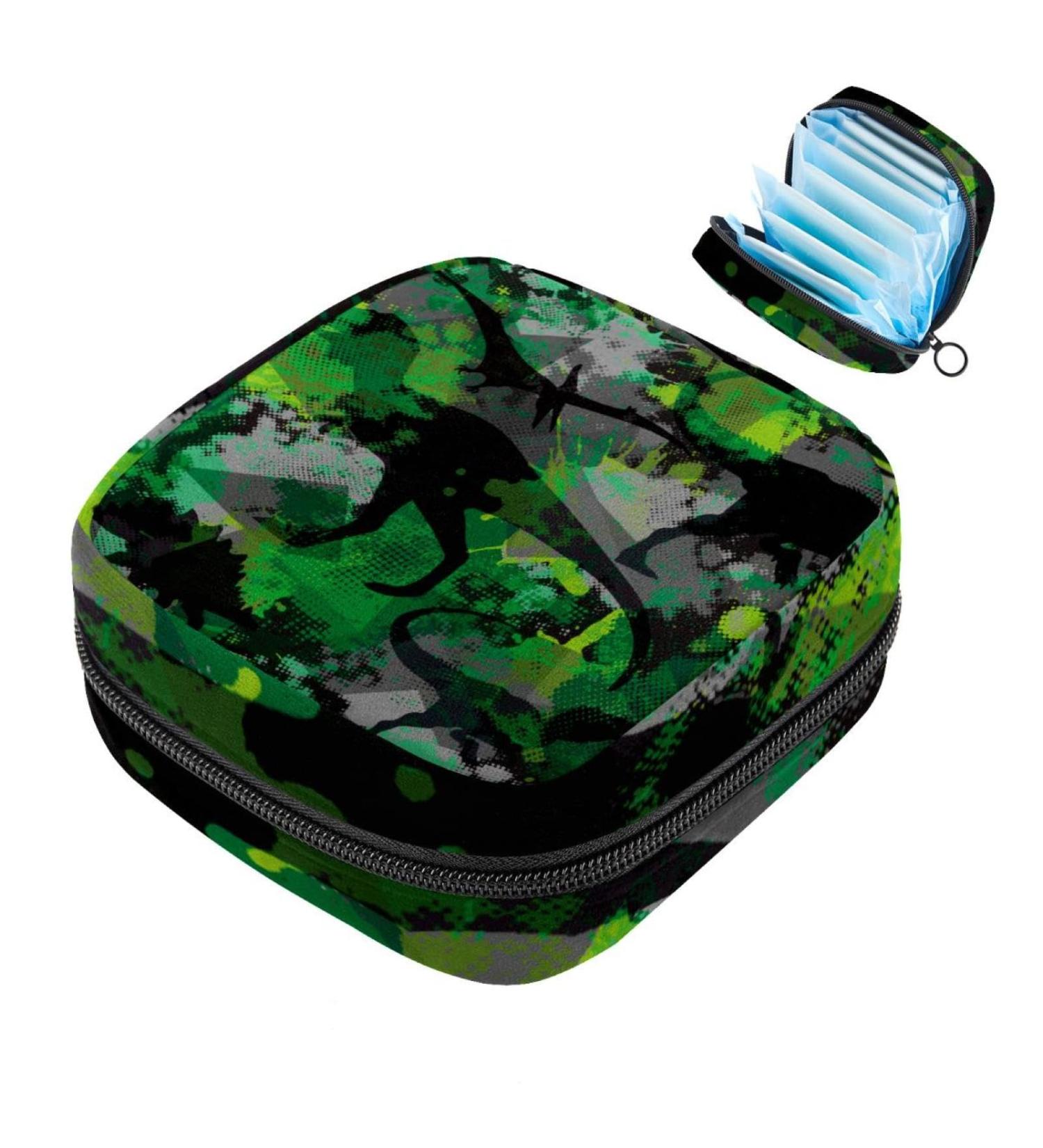 Multicolored Portable Storage Bags for Women's Bandages Tampons & More Stylish Dinosaurs Camouflage for School & Office - Buy Online on GoSupps.com