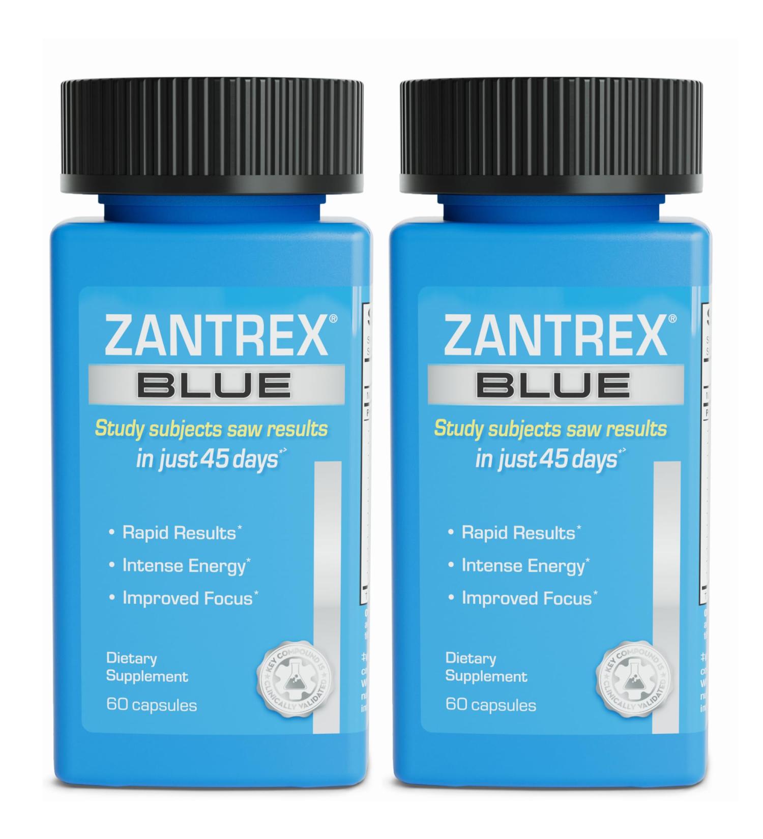 Zantrex Blue Energy & Thermogenesis Boost Energy | Weight Loss Supplement for Appetite Control Increased Calorie Burn and Supports GLP-1 Levels | 120 Capsules 60 Count (Pack of 2) - Buy Online on GoSupps.com