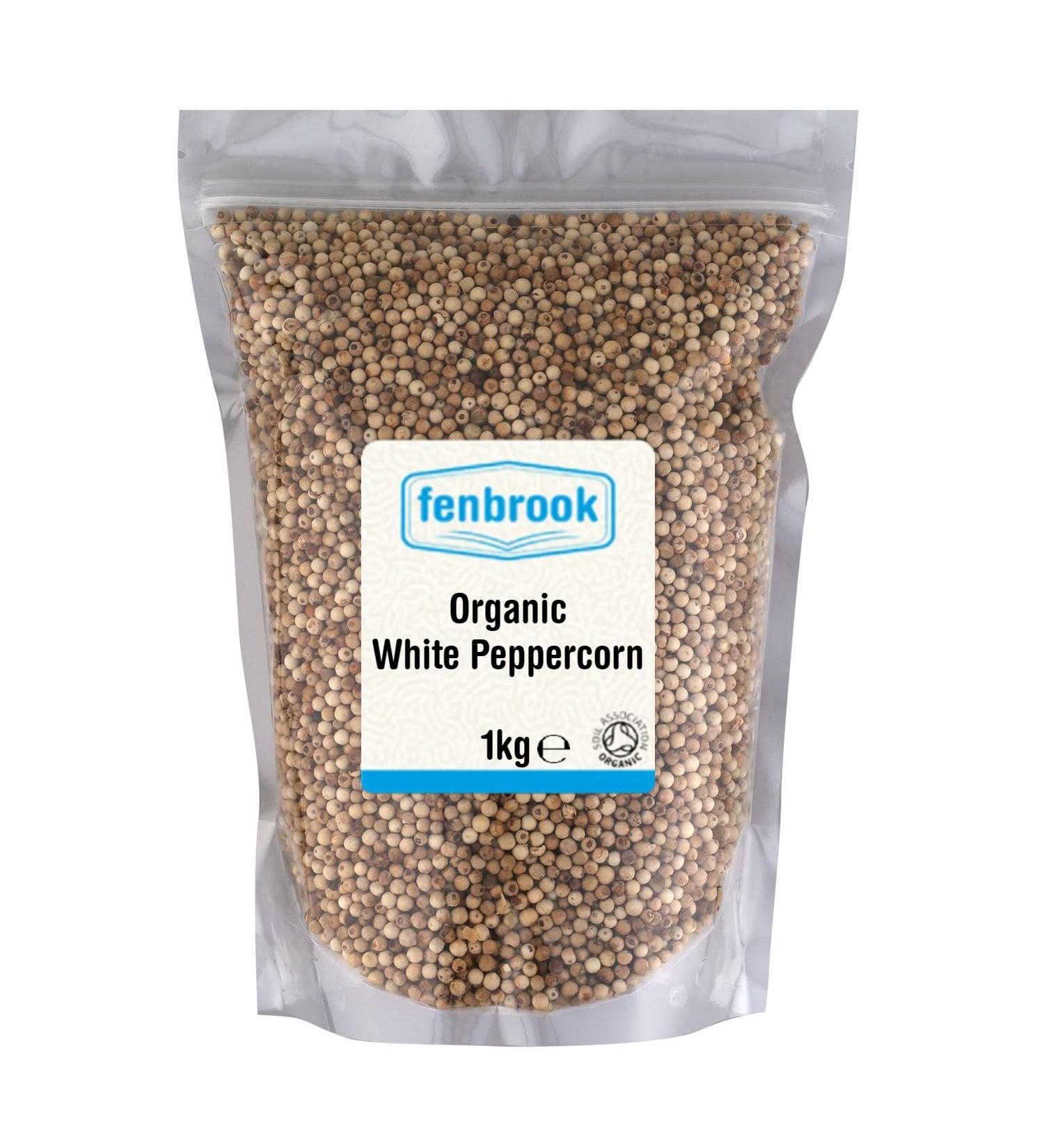 Organic White Peppercorns 1kg | Certified Organic by Fenbrook Organic - Buy Online on GoSupps.com