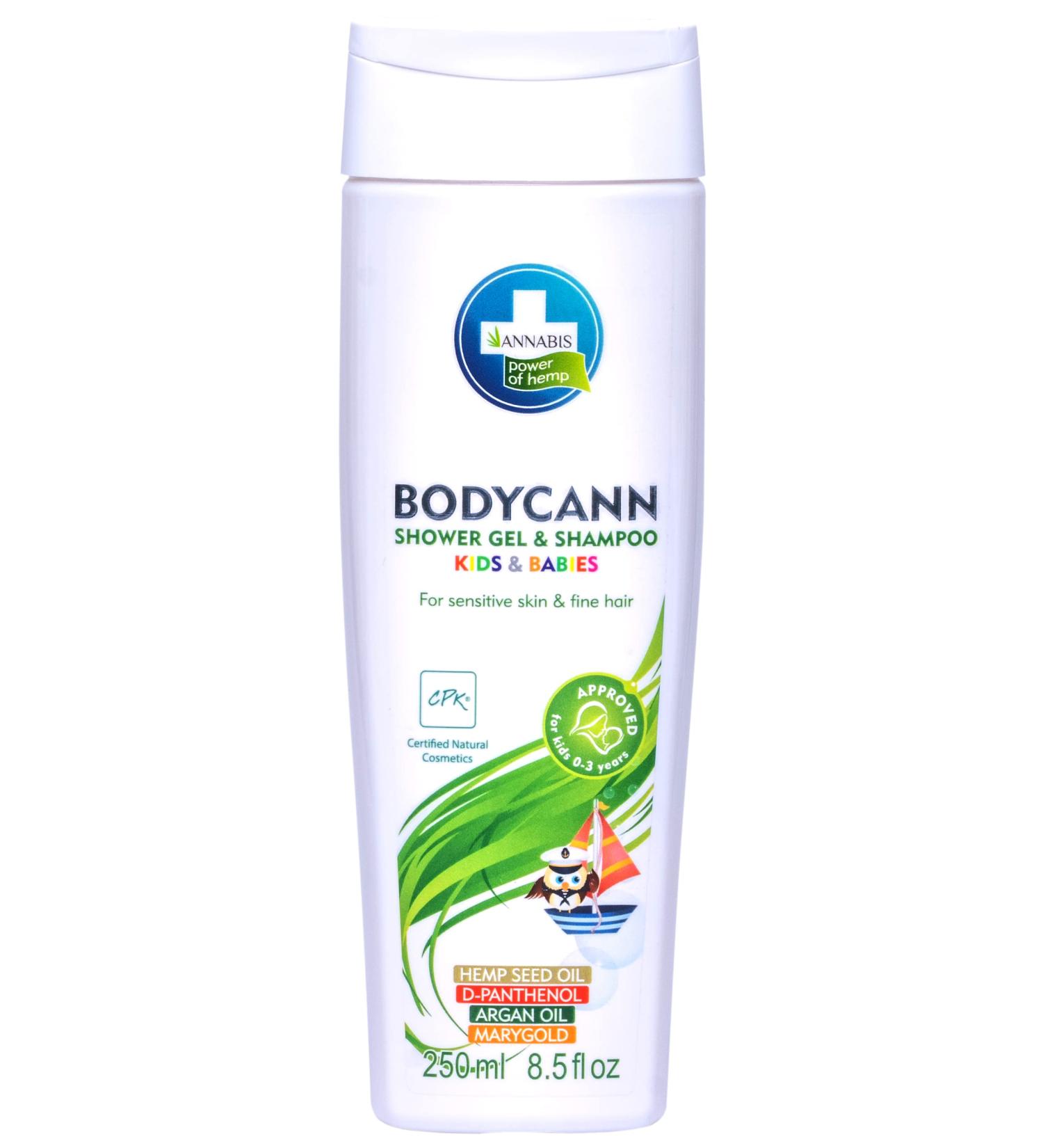 BODYCANN Kids & Babies Vegan 2-in-1 Shower Gel & Shampoo Organic Hemp Gentle Wash for Sensitive Skin Eczema & Psoriasis - Buy Online on GoSupps.com