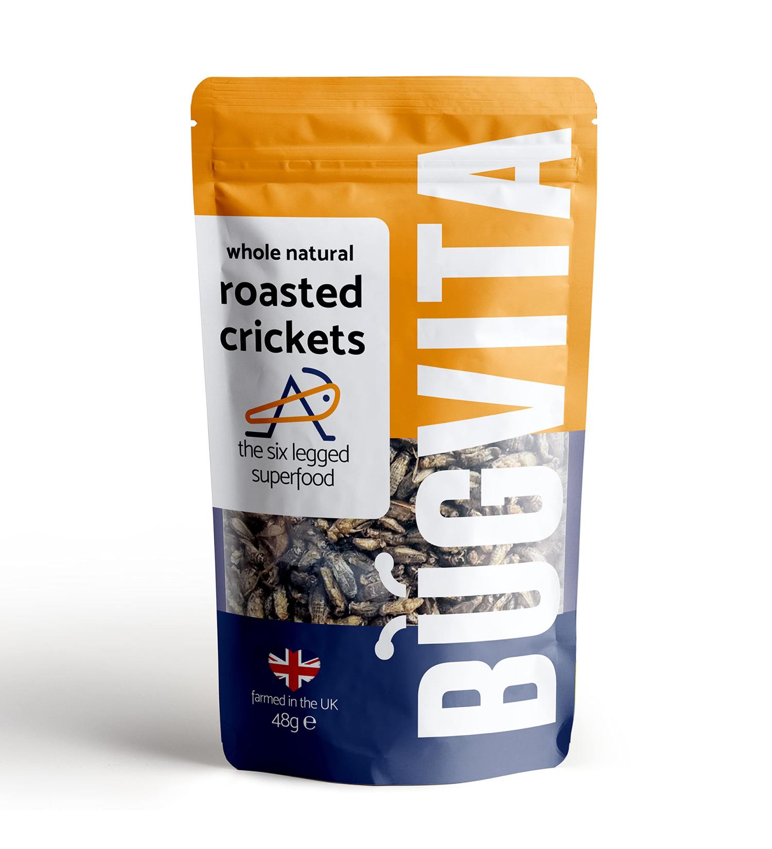 UK Farmed Crunchy Whole Roasted Crickets 48g - Nutrient-Rich Six-Legged Superfood | Edible Insects - Buy Online on GoSupps.com