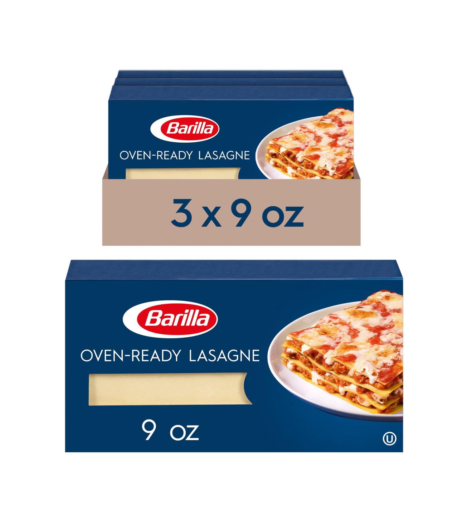 Barilla Oven-Ready Lasagne - Non-GMO Durum Wheat Pasta - Italy's #1 Brand - Kosher Certified - 9 oz. Box (Pack of 3) - Buy Online on GoSupps.com