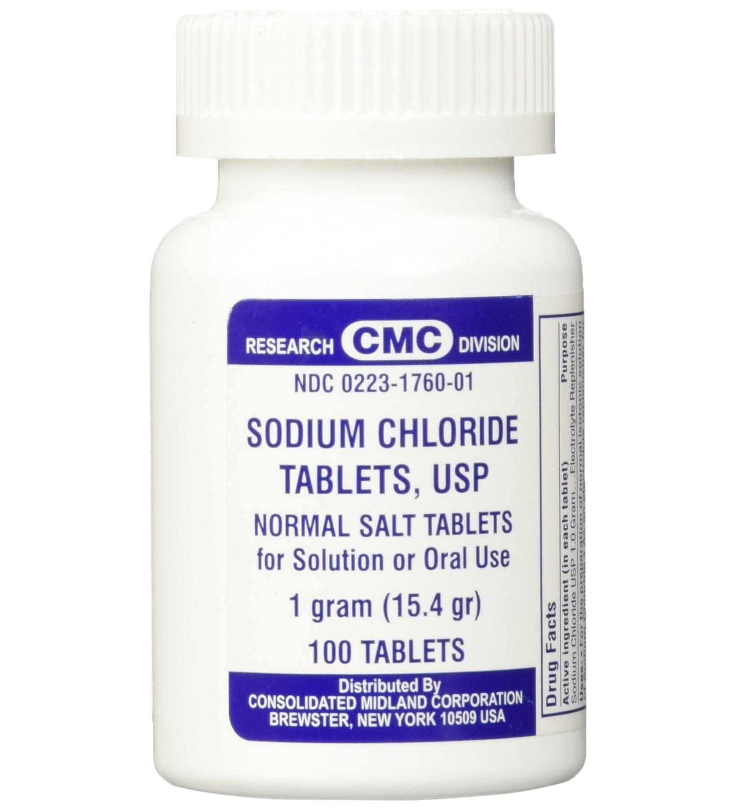 Sodium Chloride Tablets 1 Gm USP - 100 Tablets, Pack of 1 | Normal Salt Supplement - Buy Online on GoSupps.com