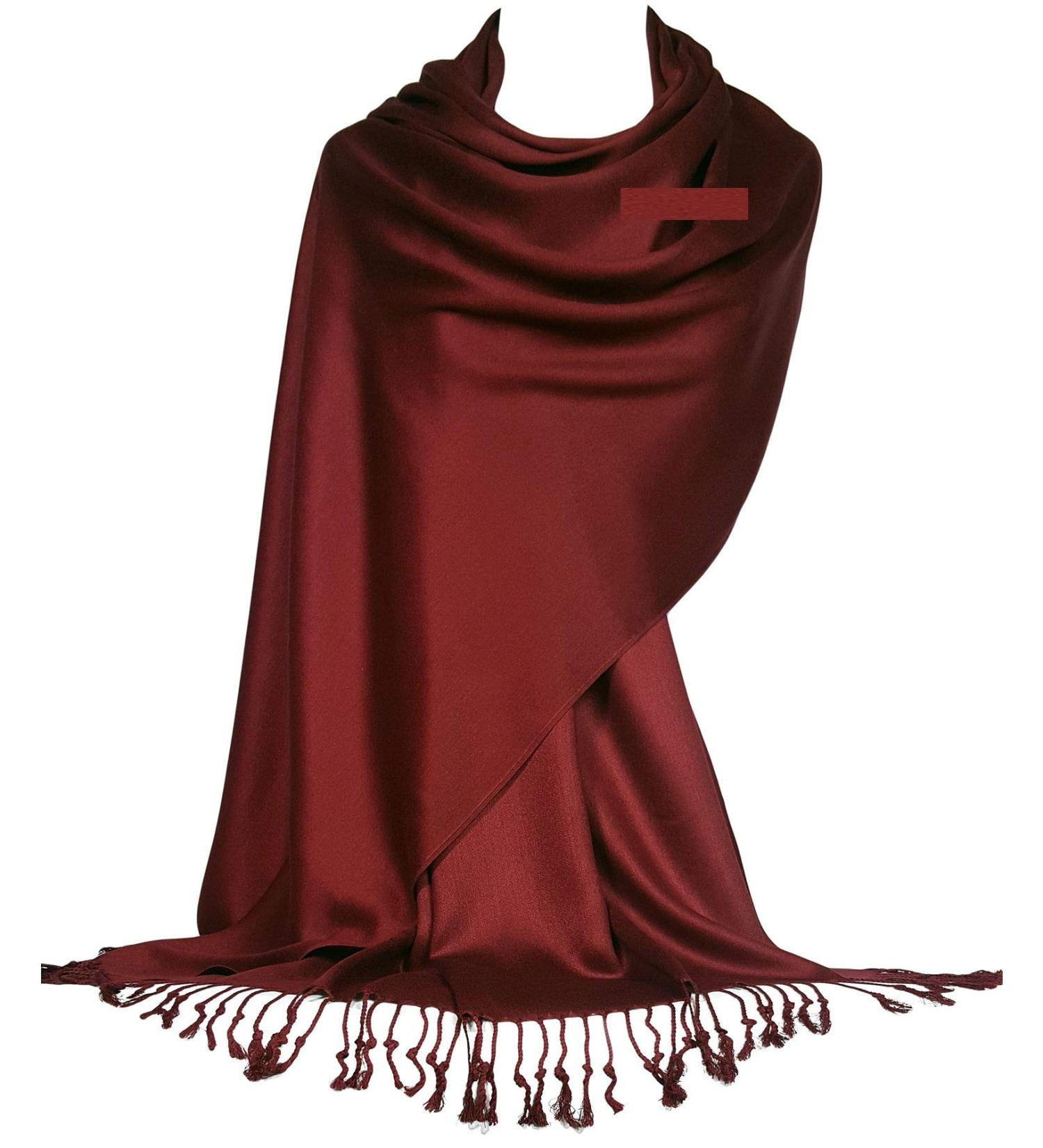 GFM Smooth Shiny Surface Pashmina Style Scarf - Wine Red - Buy Online on GoSupps.com