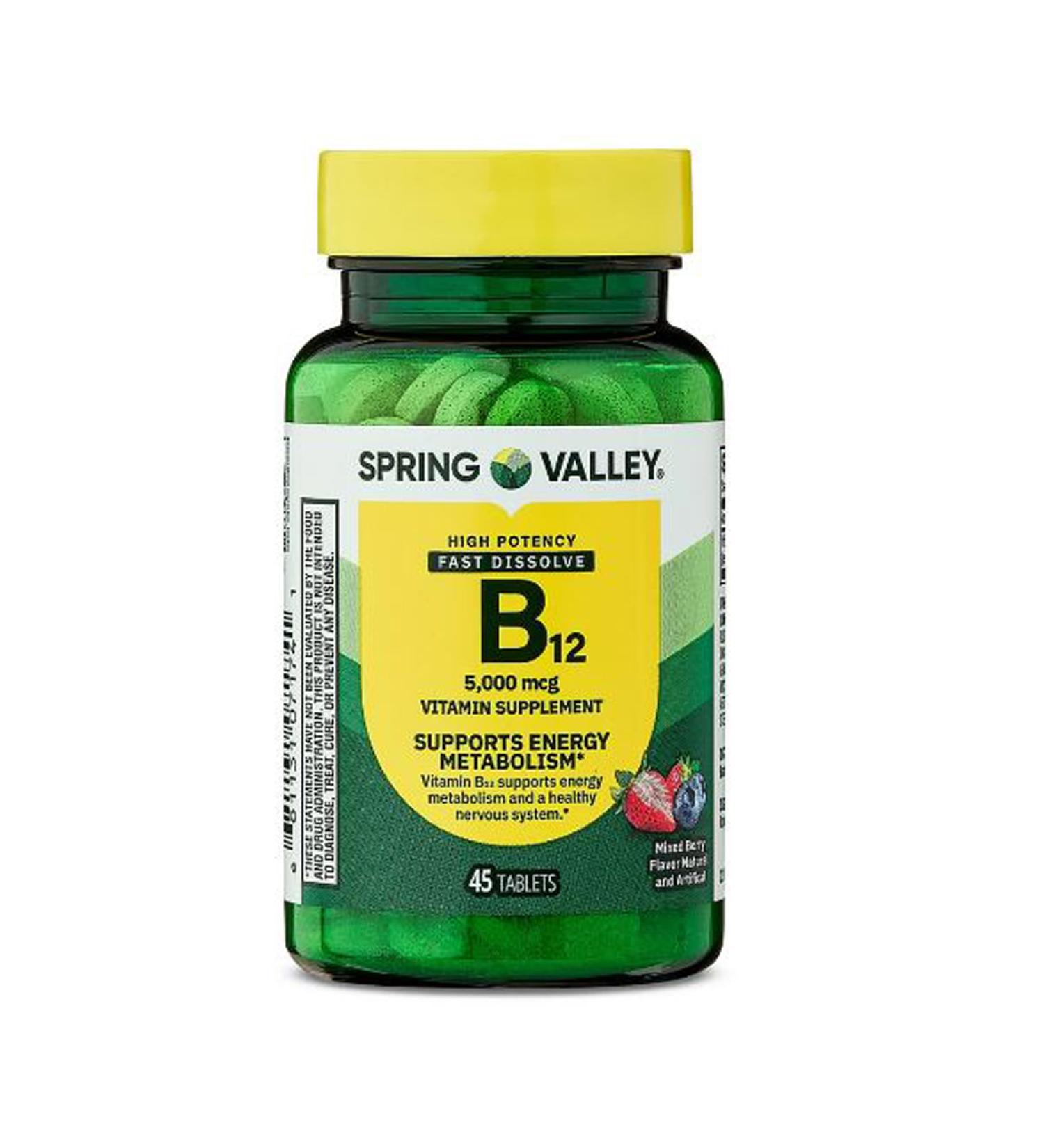 4 TOP CARE Extra Strength Vitamin B12 Metabolism Support Dietary Supplement Fast Dissolve Tablets Mixed Berry 5000 mcg 45 Count - Buy Online on GoSupps.com