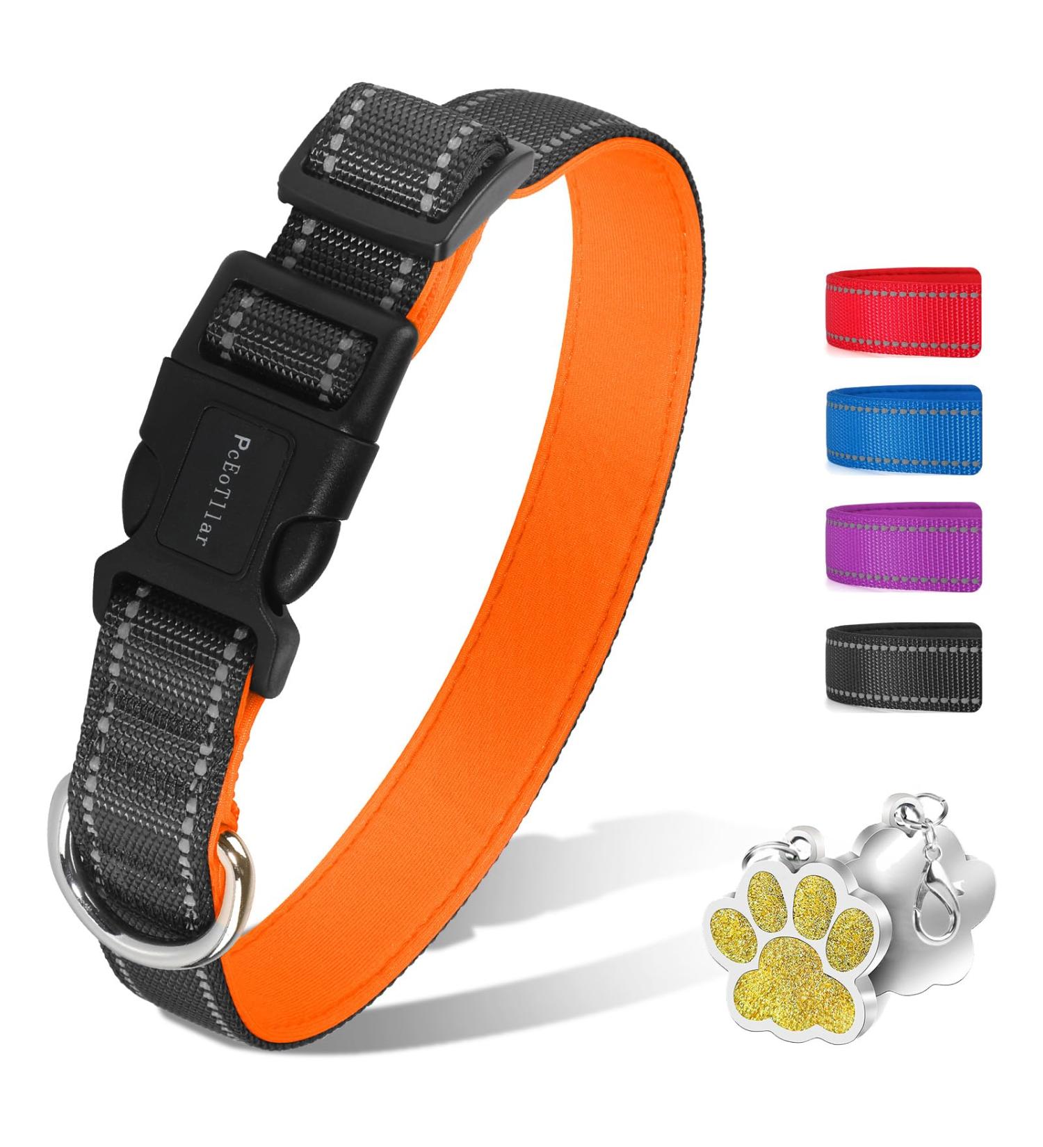 PCEOTLLAR Reflective Dog Collar - Adjustable & Padded Neoprene for Small to Large Dogs - Soft & Durable Orange XS (25-35cm) - Buy Online on GoSupps.com