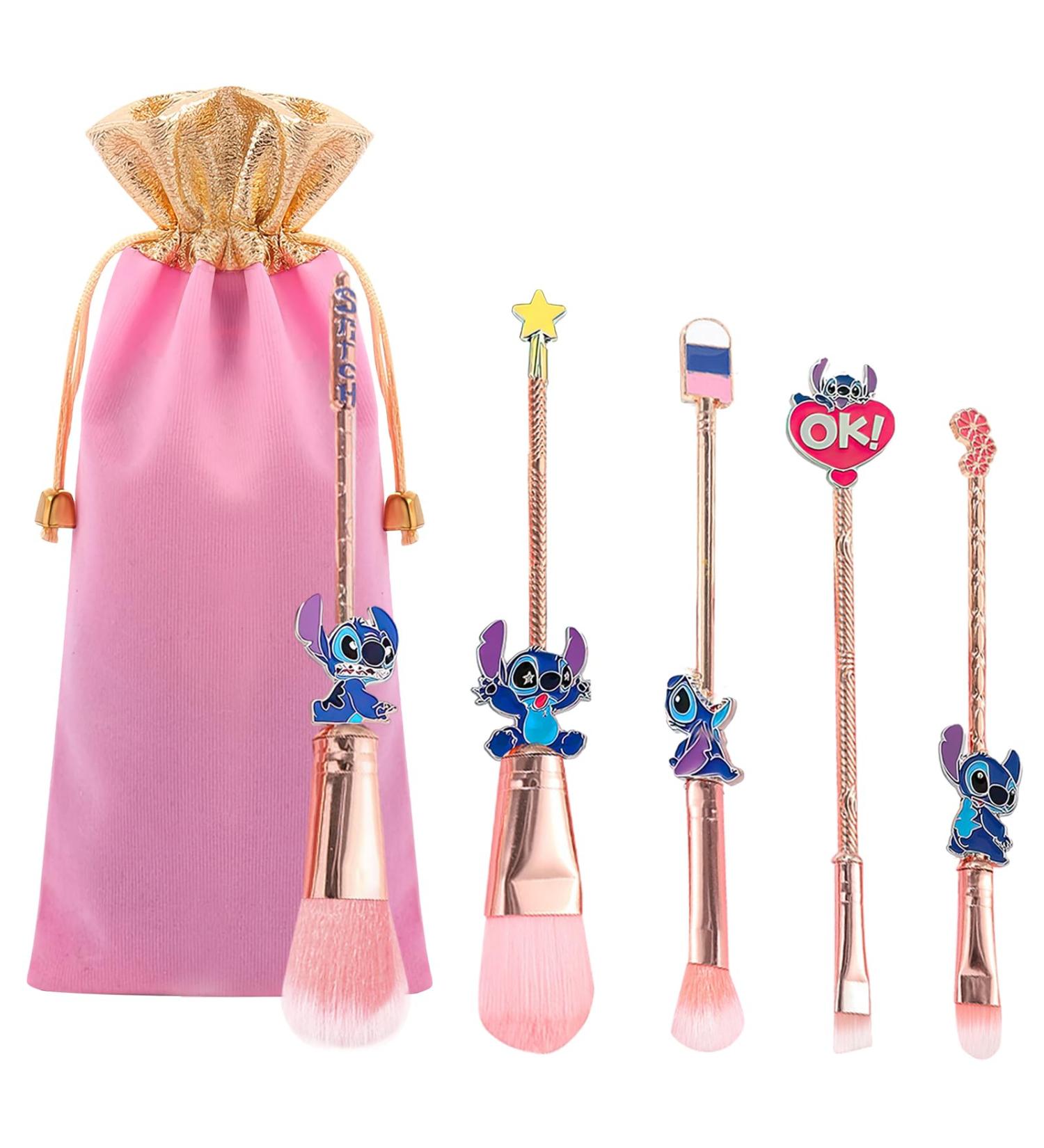 Cartoon Theme Stitch Makeup Brush Set 5Pcs with Storage Bag for Girl Women - Perfect Birthday Gift (Style 2) - Buy Online on GoSupps.com
