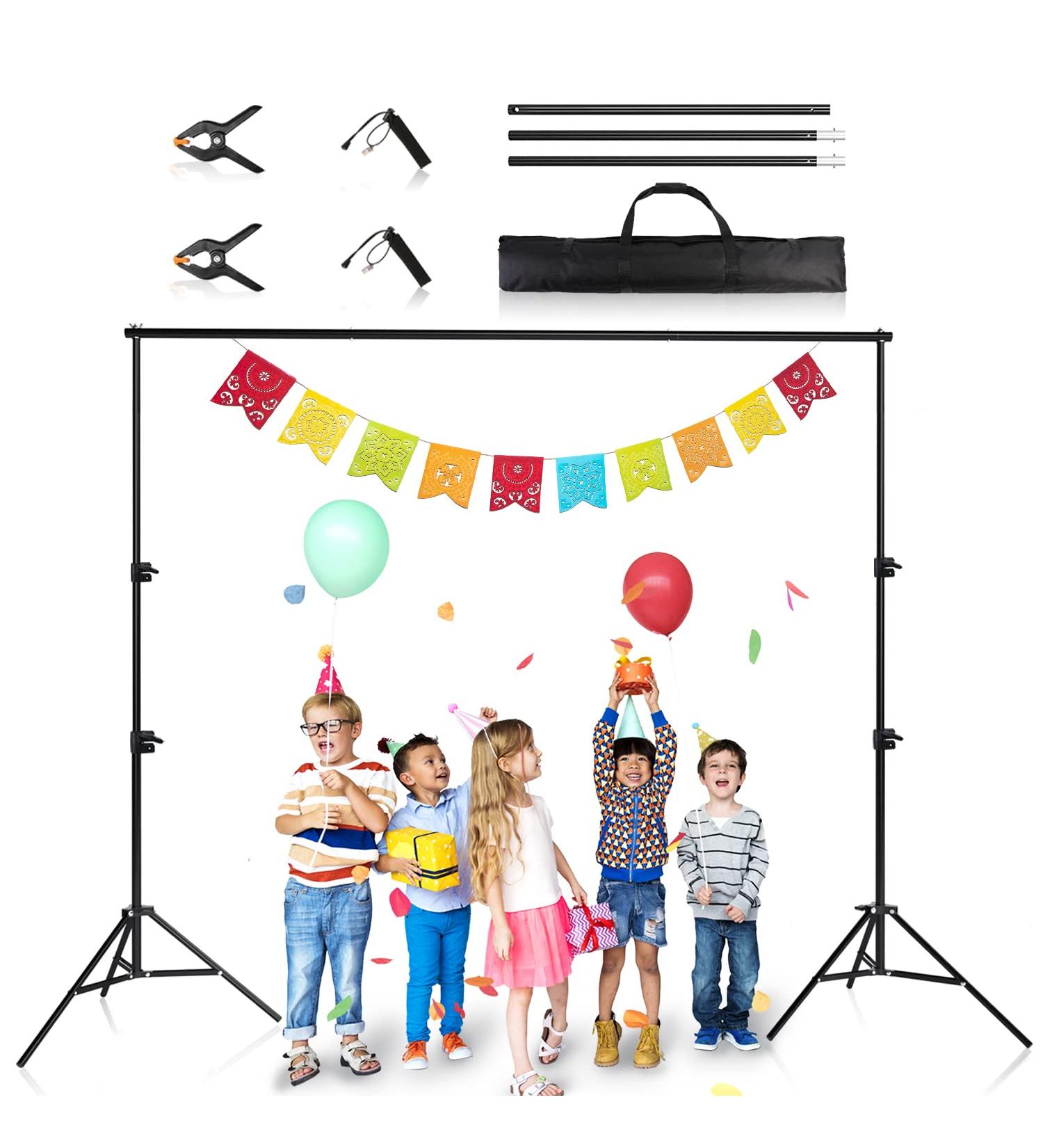 Adjustable Backdrop Stand for Parties & Events - Portable 6.5ftx6.5ft Photo Studio Background Stand for Baby Shower, Birthday Parties - Upgraded Version - Buy Online on GoSupps.com