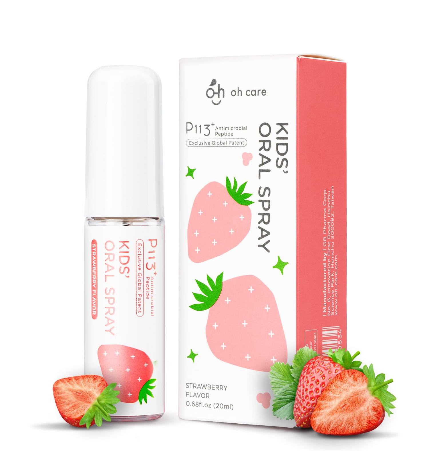 oh care Mouth Spray for Kids Toddler Toothpaste Helper Fluoride Free Baby Toothpaste Cavity Protection Oral Care with Natural P113+ Antibacterial Peptide for Newborns to Age 12(Strawberry) - Buy Online on GoSupps.com